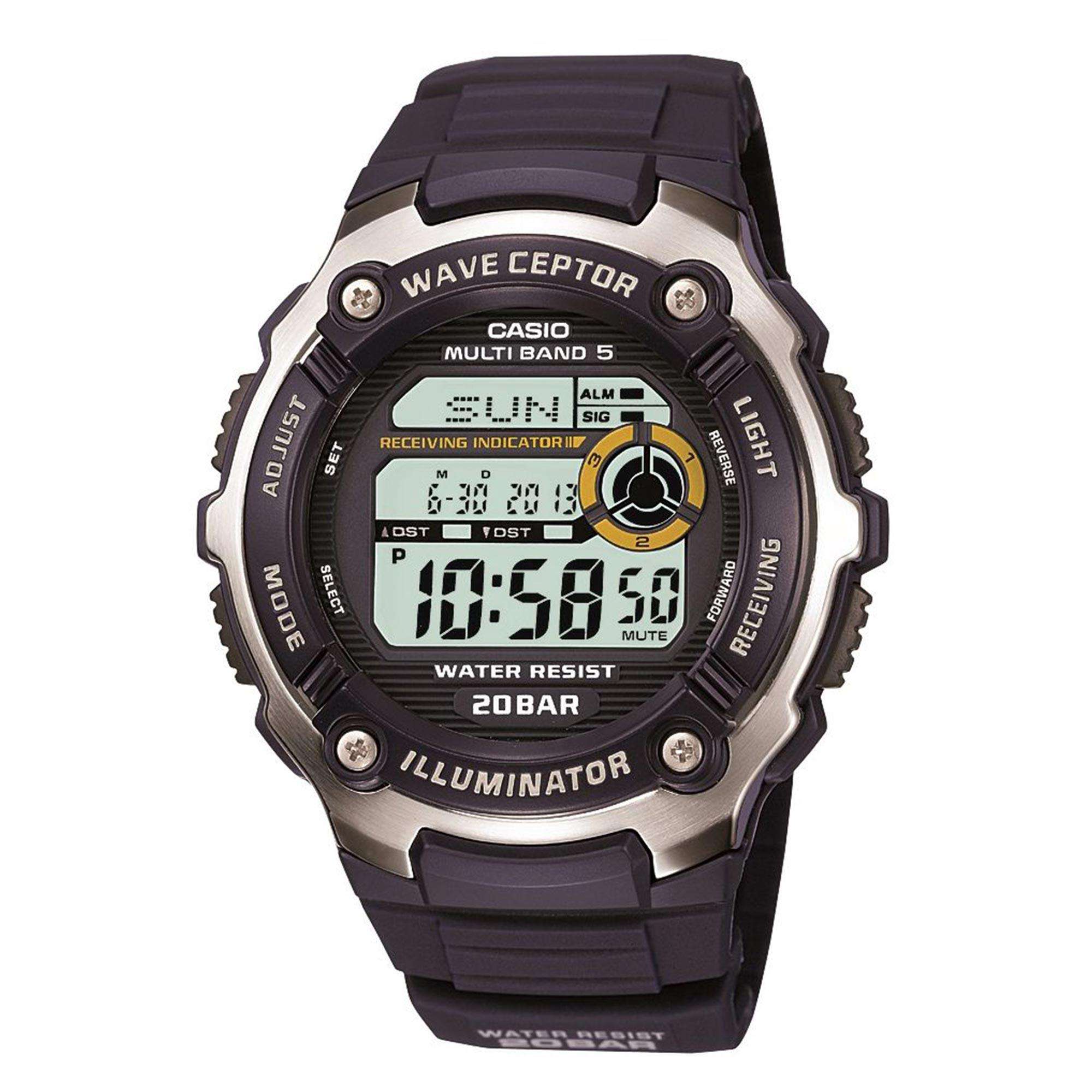 Casio WaveCeptor Quarz Digital Harzarmband Herrenuhr WV-M200-2AER