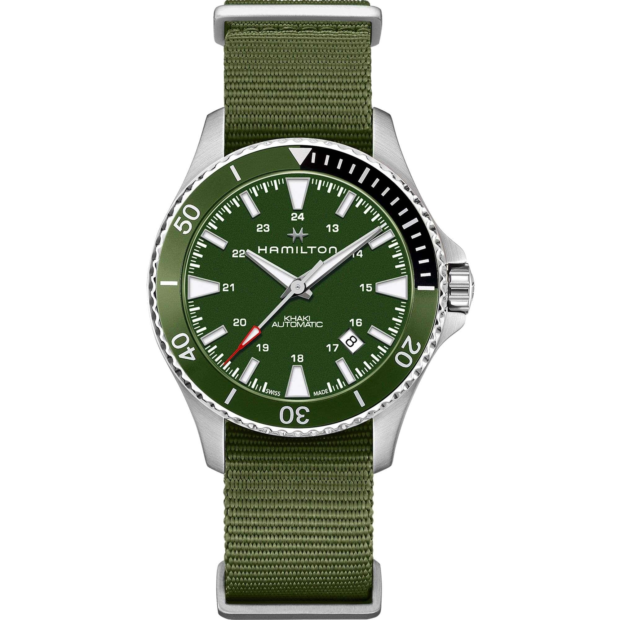 Hamilton Khaki Navy 40mm Grünes Zifferblatt NATO Herren Automatik Uhr H82375961