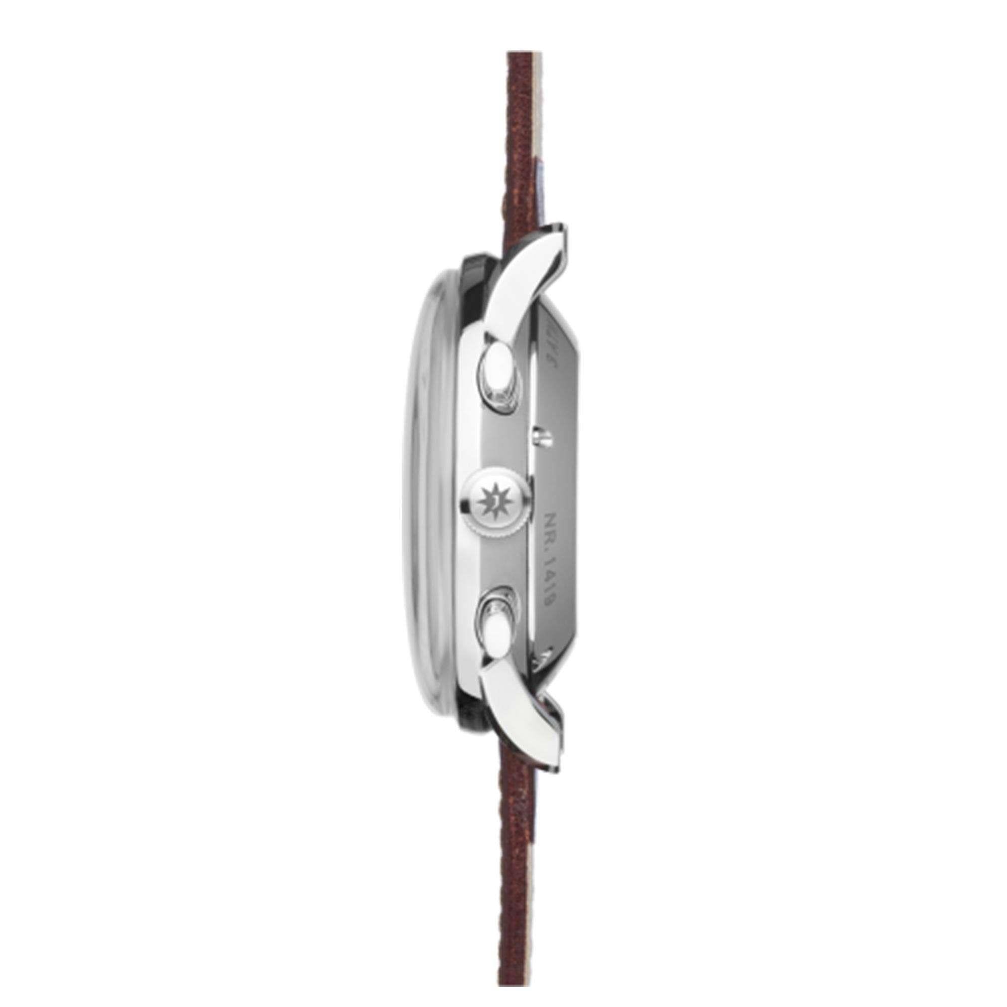 Junghans Meister Chronoscope 027/4120.01 Mechanical Hand Wind Silver Dial Leather Strap Men's Watch