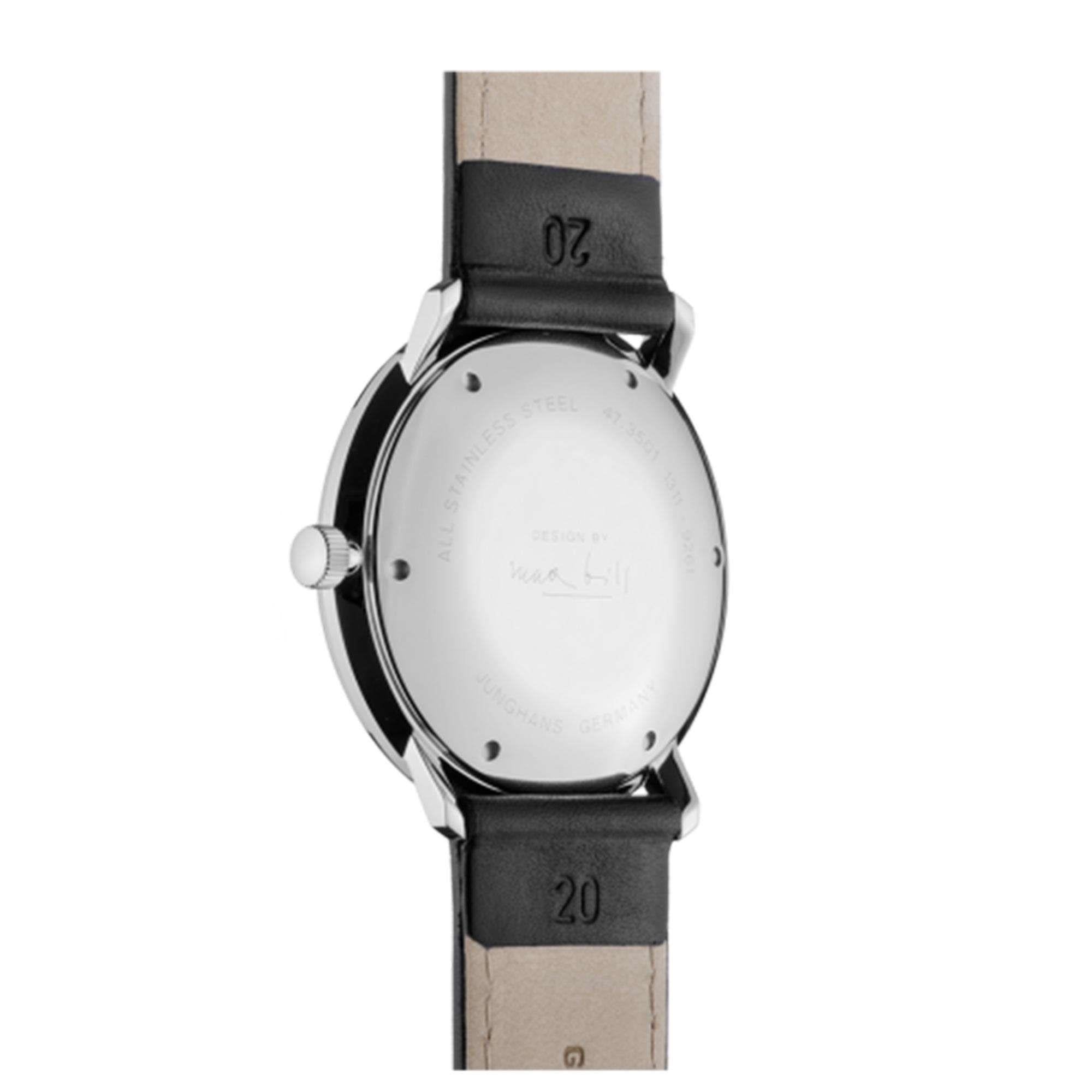 Junghans Max Bill Automatik 027/4701.02 Schwarzes Zifferblatt Lederarmband Herren Uhr