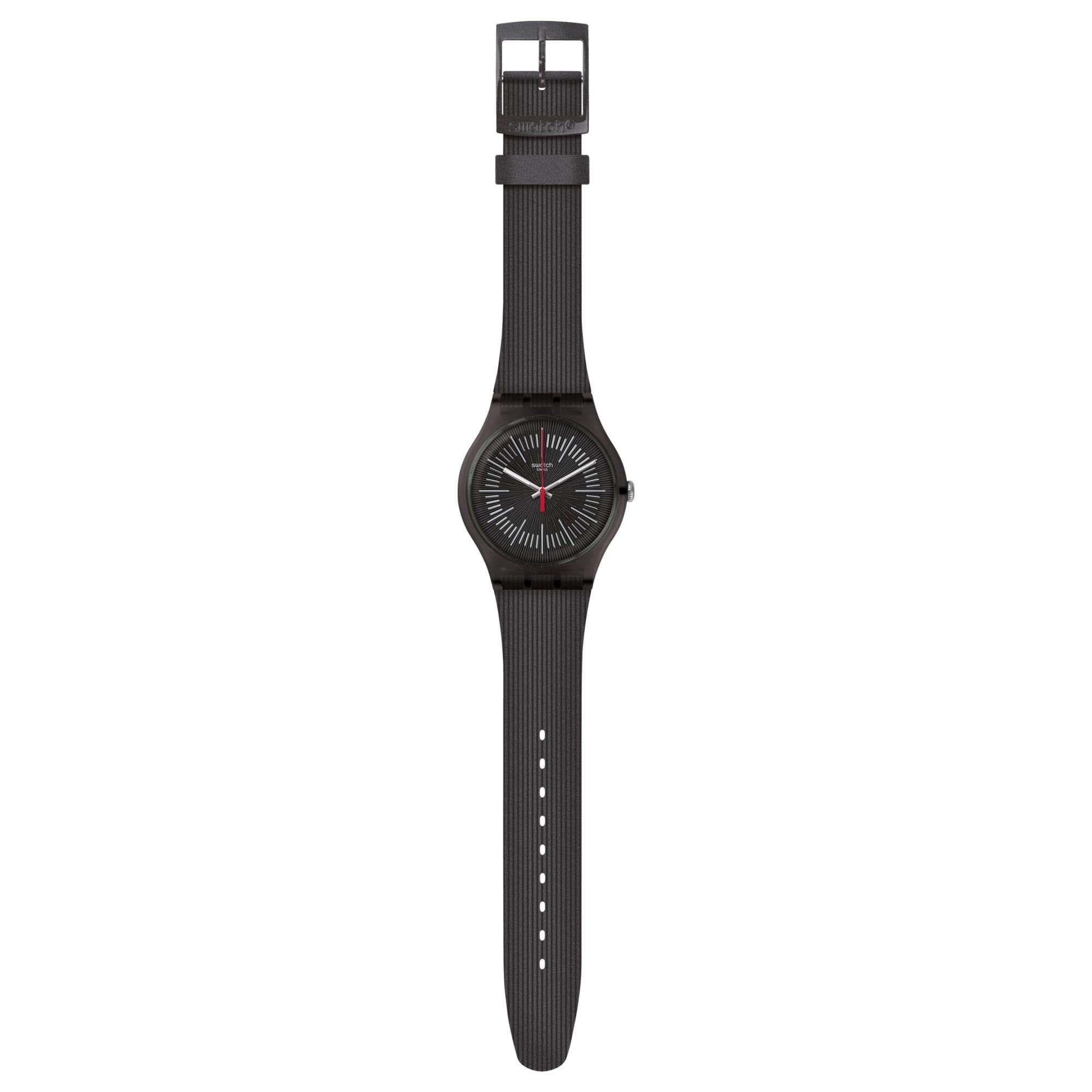 Swatch Intercyderal Quartz Schwarzes Zifferblatt Silikonarmband Uhr SUOB178