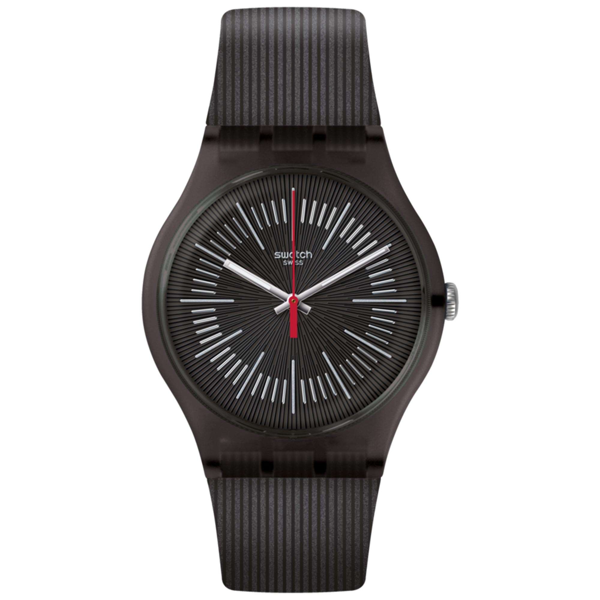 Swatch Intercyderal Quartz Schwarzes Zifferblatt Silikonarmband Uhr SUOB178