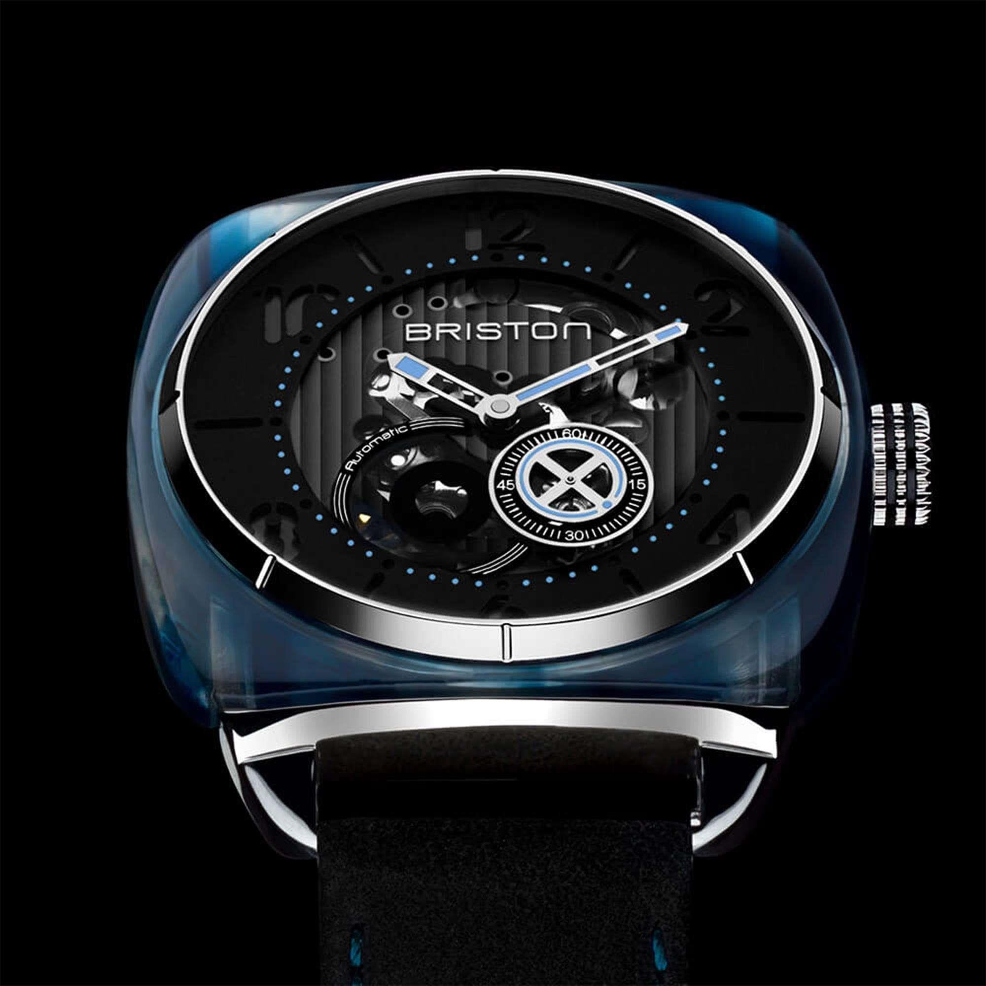 Briston Streamliner Skeleton Black Dial Black Leather Strap 201042.SA.BL.1.CH Men's Watch