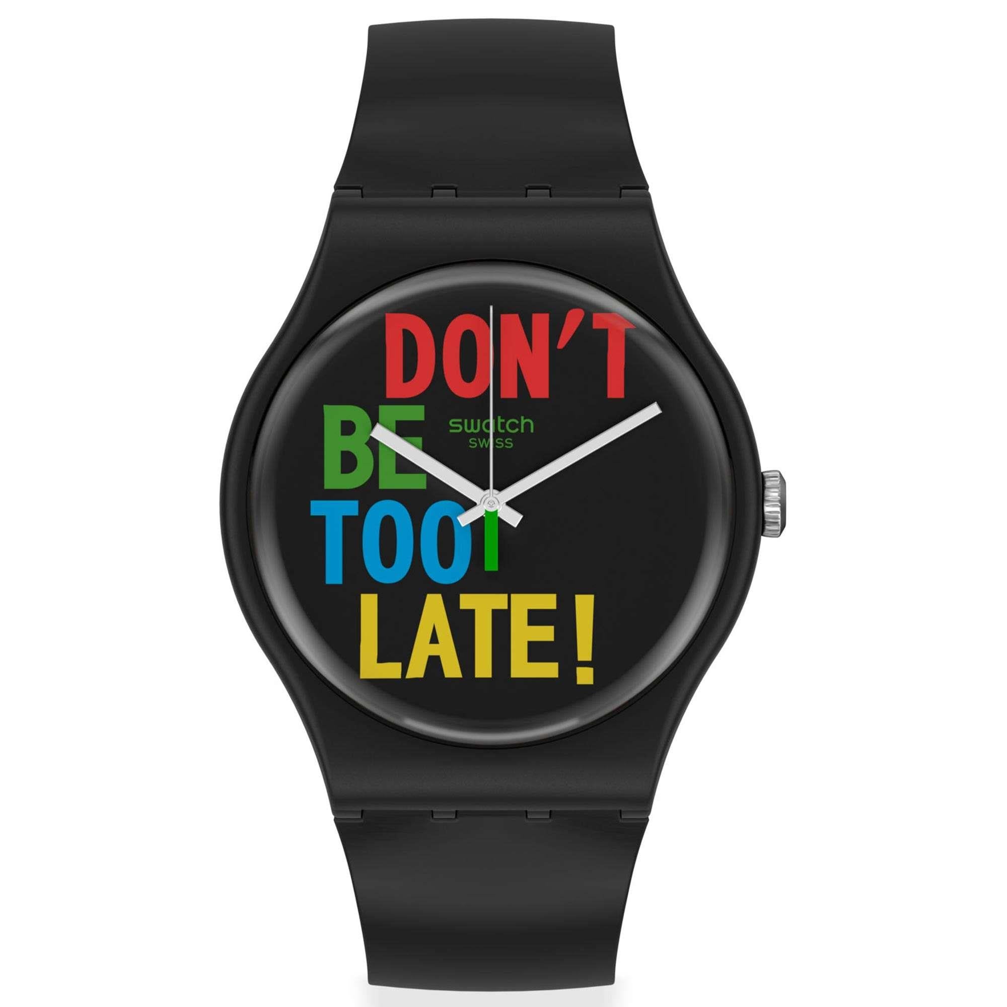 Swatch TIMEFORTIME Quarz Schwarzes Zifferblatt Biobasierter Kunststoffarmband Uhr SO29B100