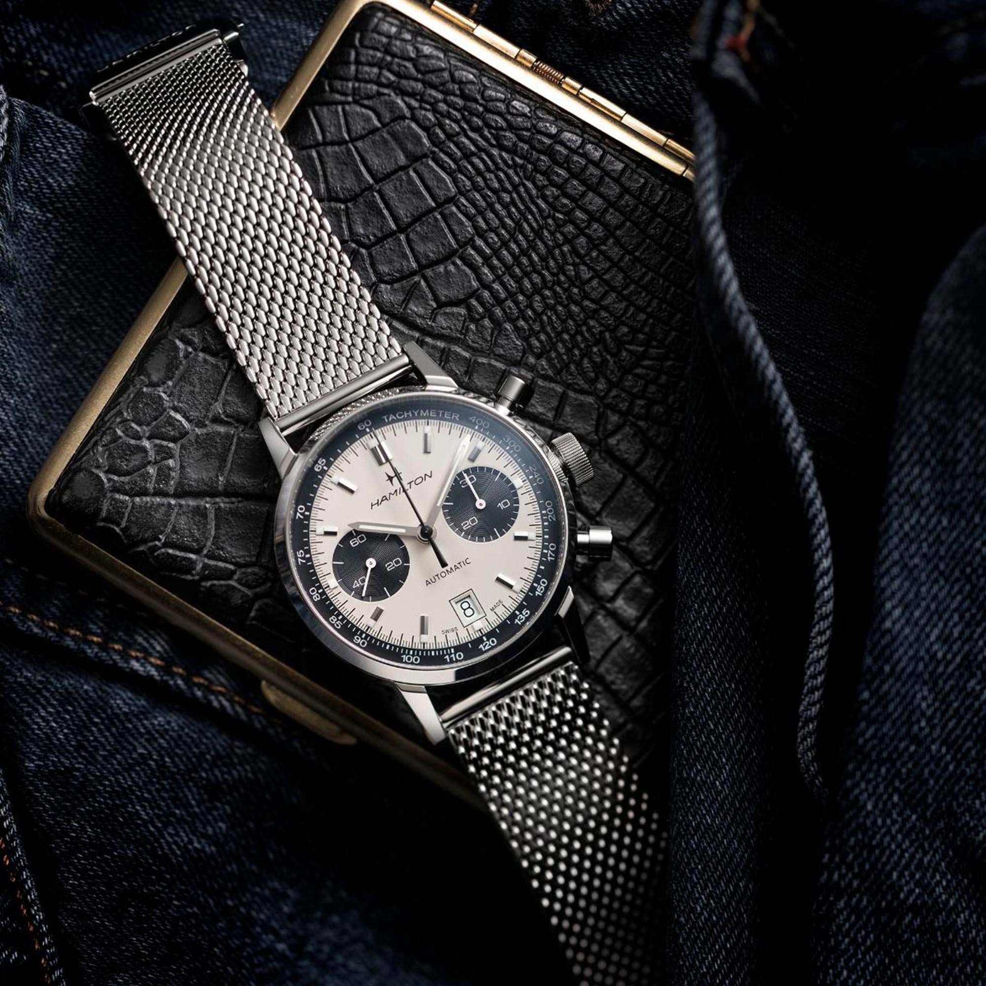 Hamilton American Classic 40mm Chronograph White Dial Steel Mens Automatic Watch H38416111