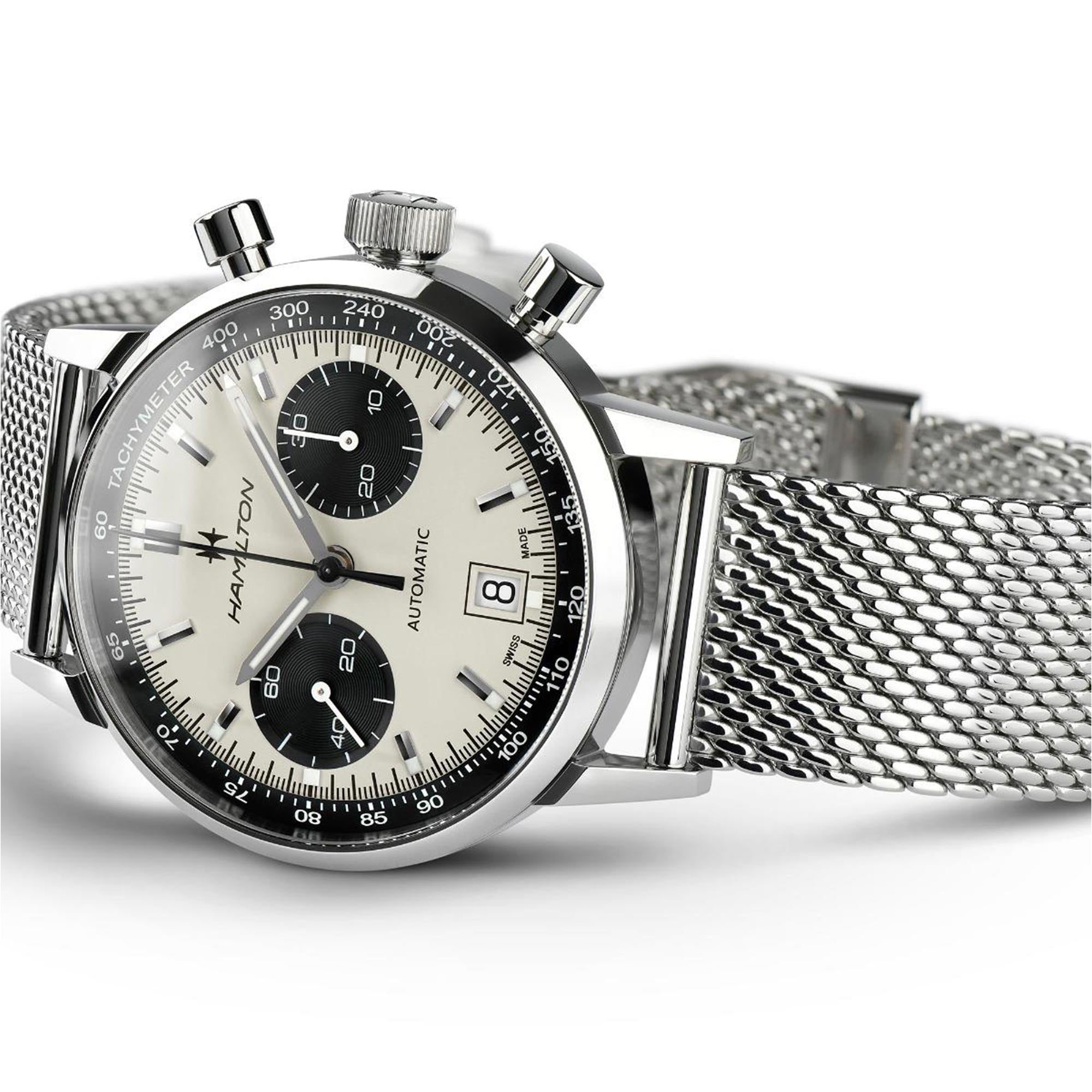 Hamilton American Classic 40mm Chronograph White Dial Steel Mens Automatic Watch H38416111