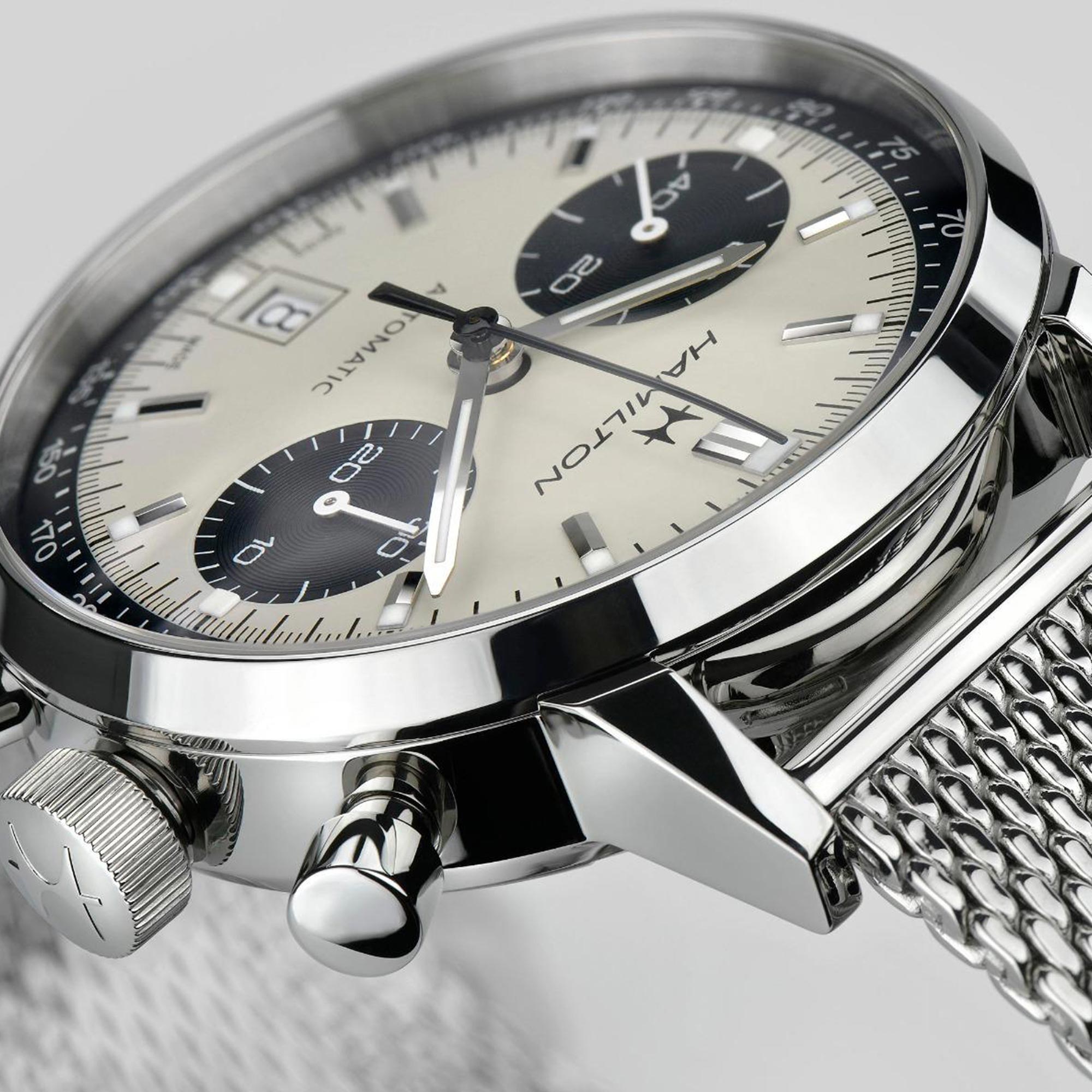 Hamilton American Classic 40mm Chronograph White Dial Steel Mens Automatic Watch H38416111