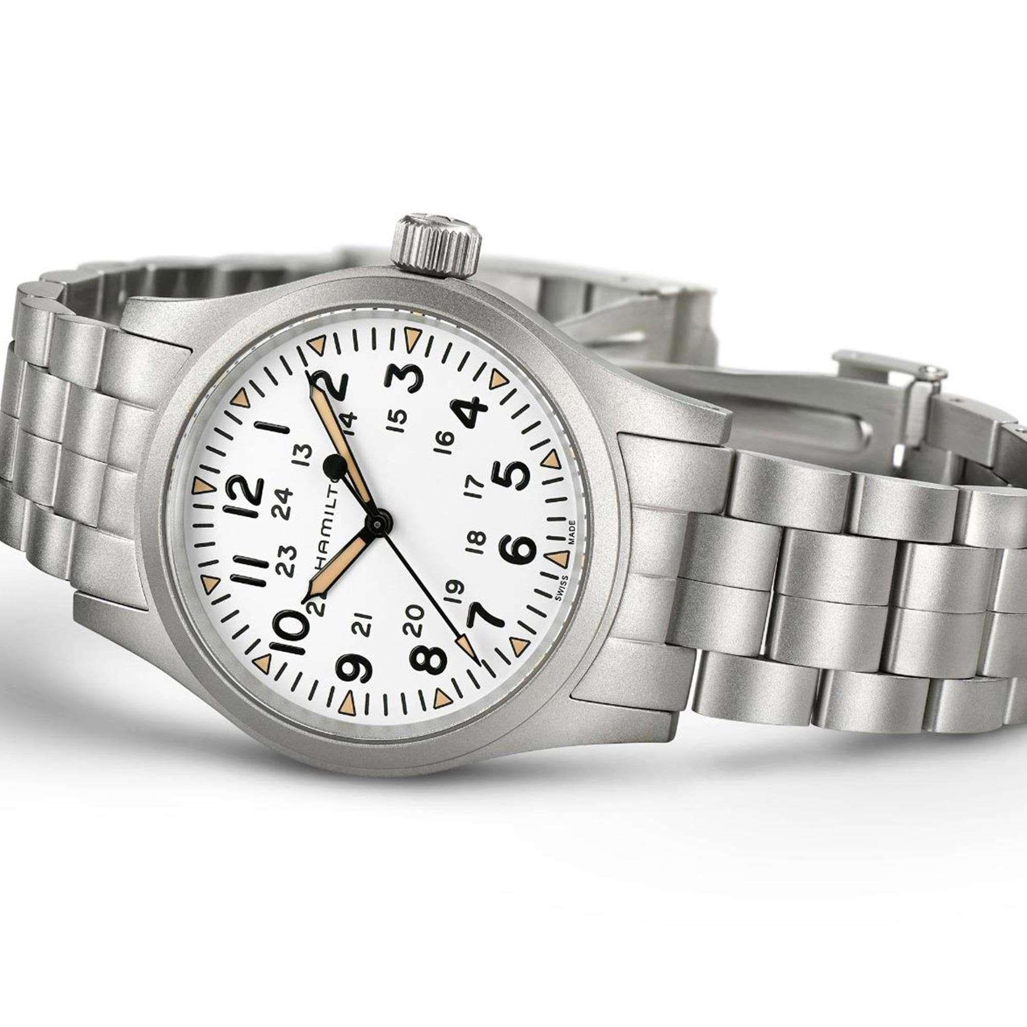 Hamilton Khaki Field 40mm White Dial Steel Mens Mechanical Watch H69439111