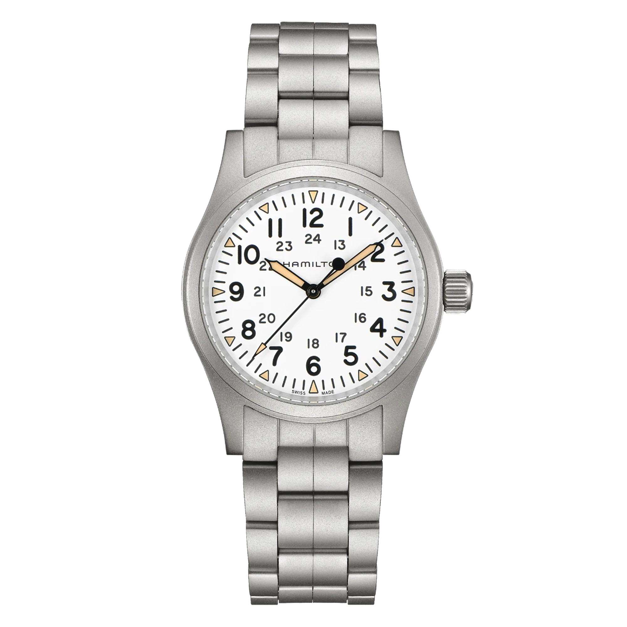 Hamilton Khaki Field 40mm White Dial Steel Mens Mechanical Watch H69439111