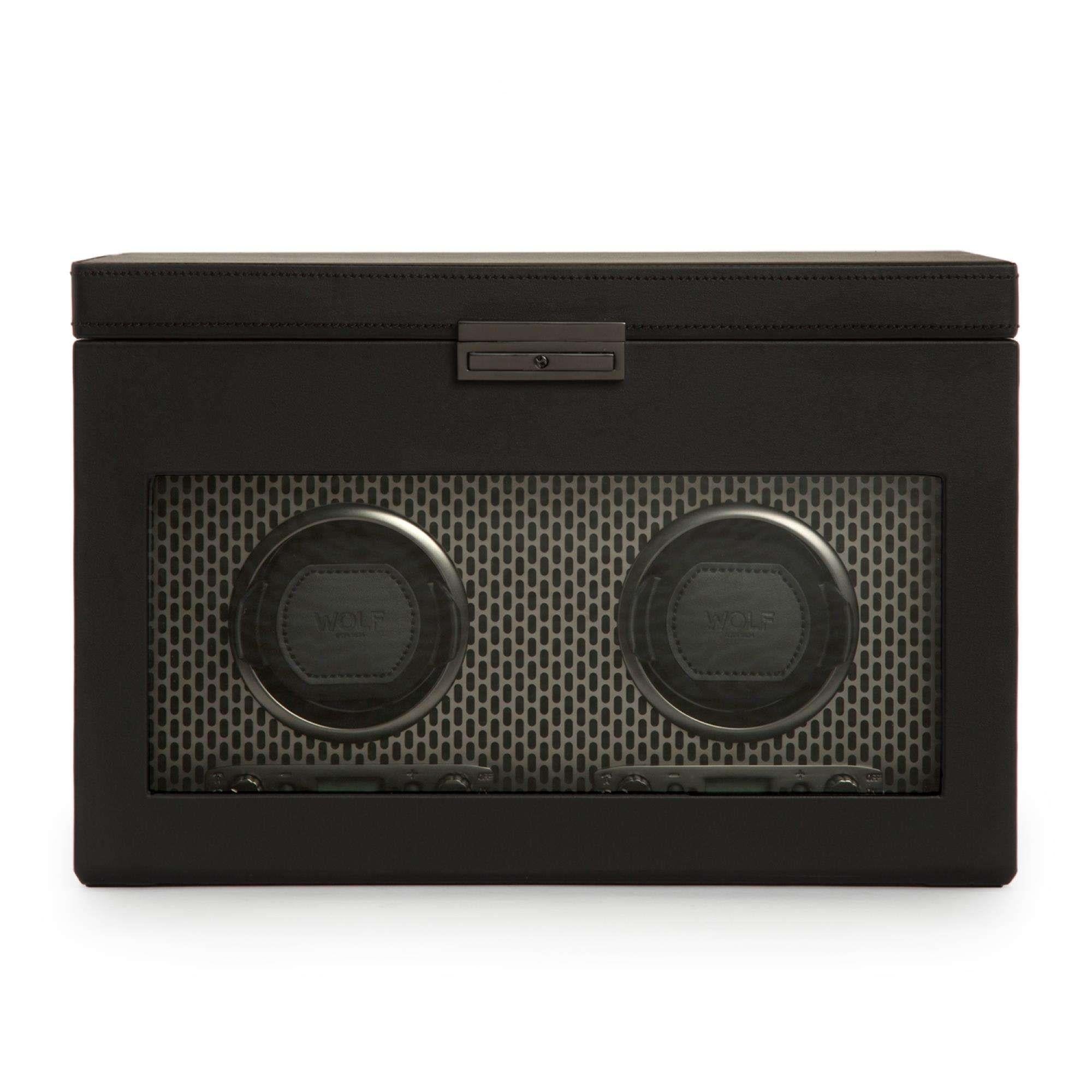 WOLF Axis Schwarz Doppel-Uhrenbeweger mit Aufbewahrung 469303