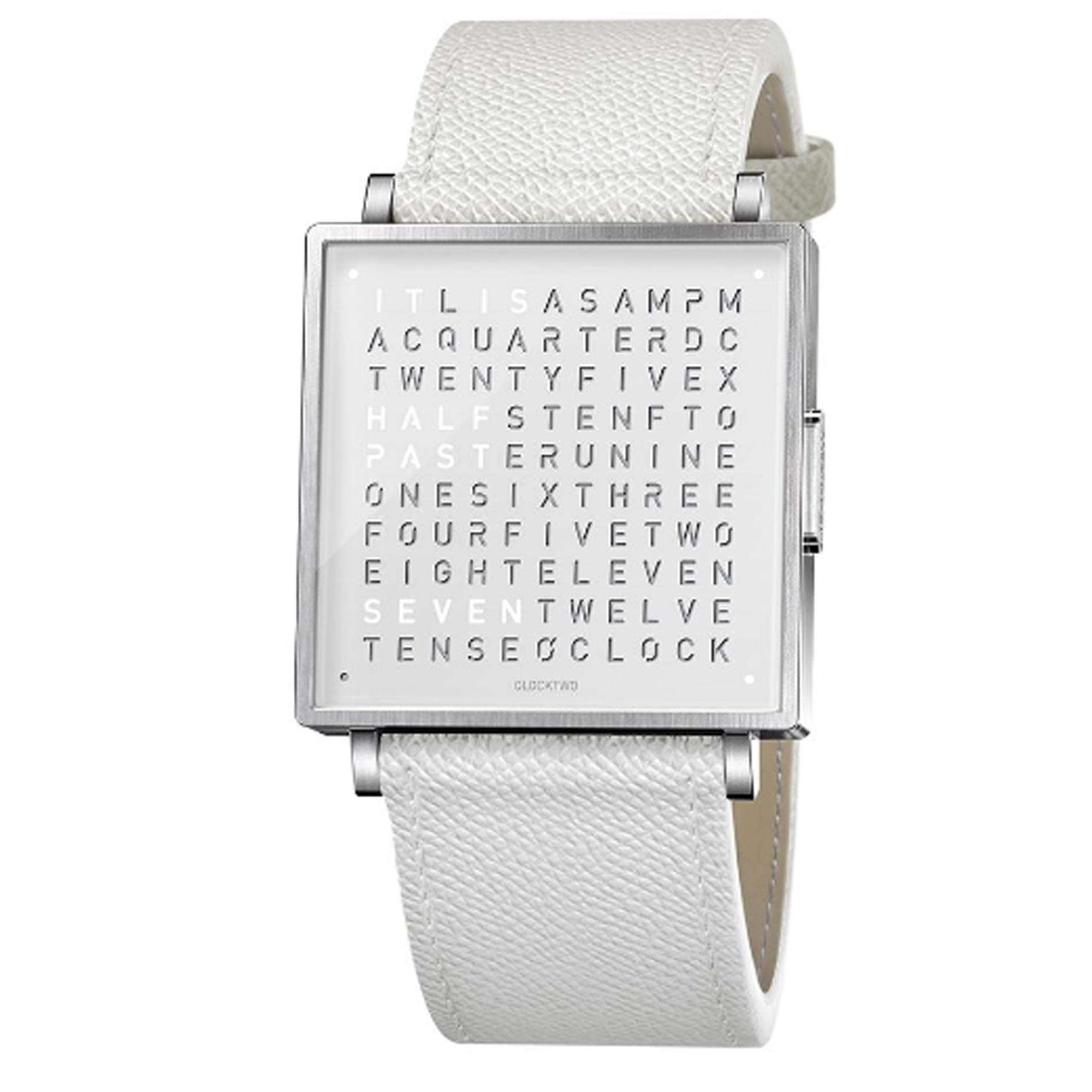 QLOCKTWO W35 Quarz Weißes Zifferblatt Lederarmband Uhr QW35EN7BRLGWHN