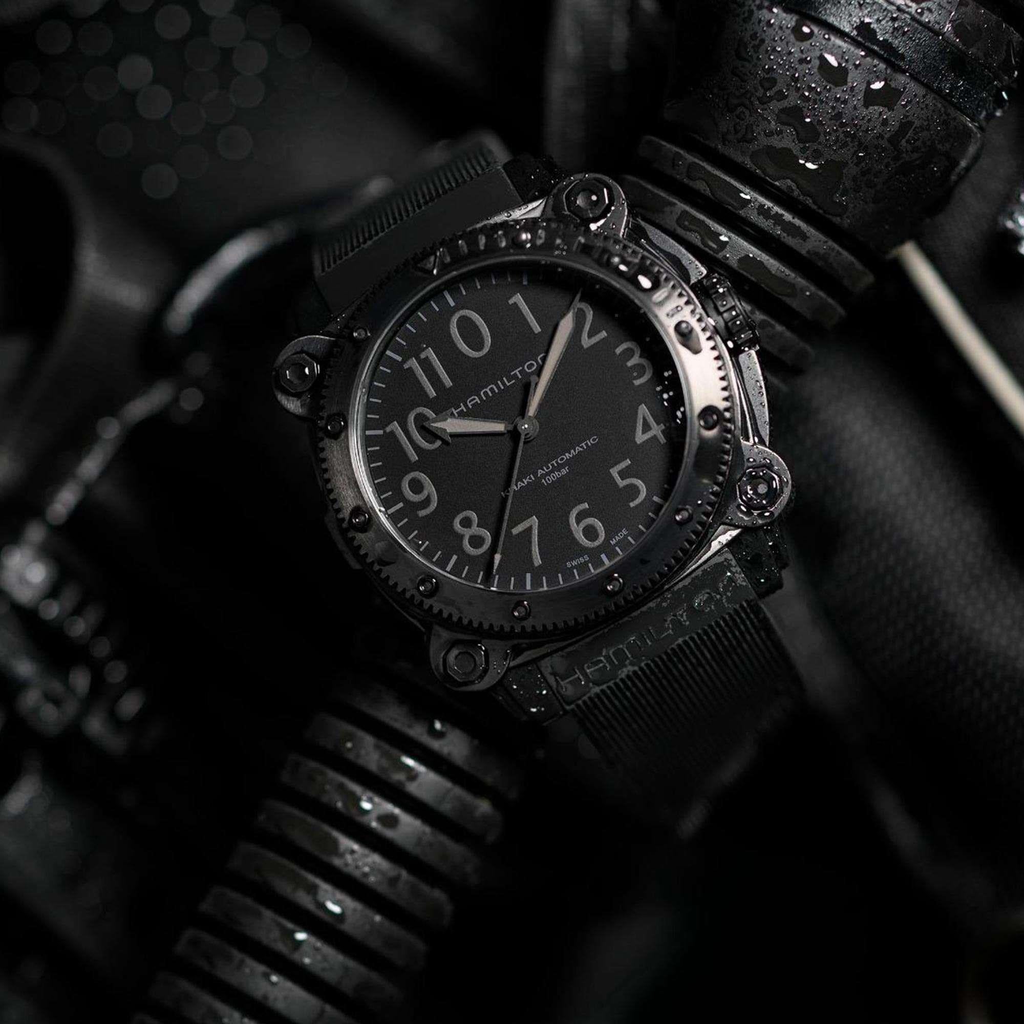 Hamilton Khaki 46mm black BeLOWZERO black dial rubber mens automatic watch H78505330
