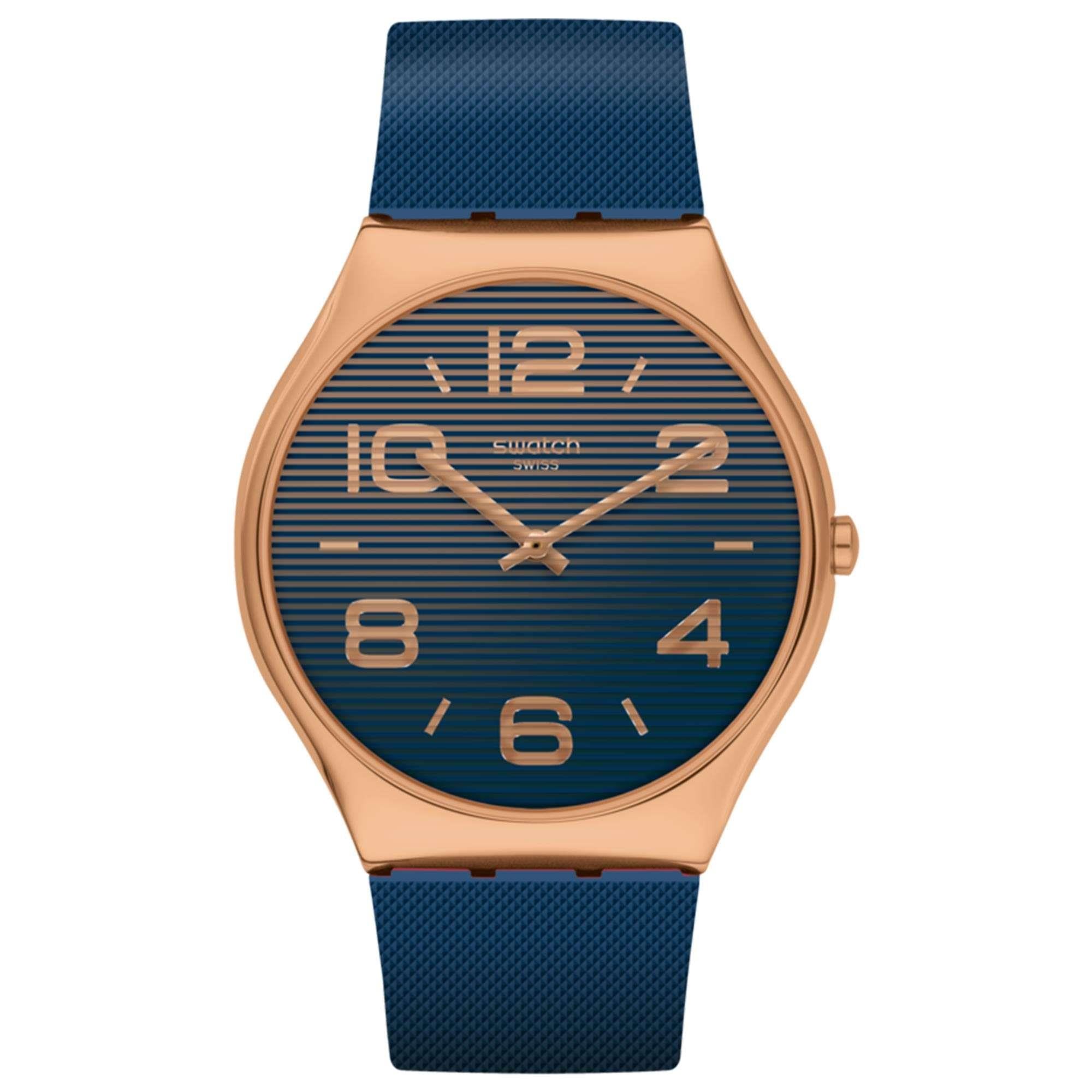 Swatch Night Trick Quartz Blue Dial Rubber Strap Watch SS07G101