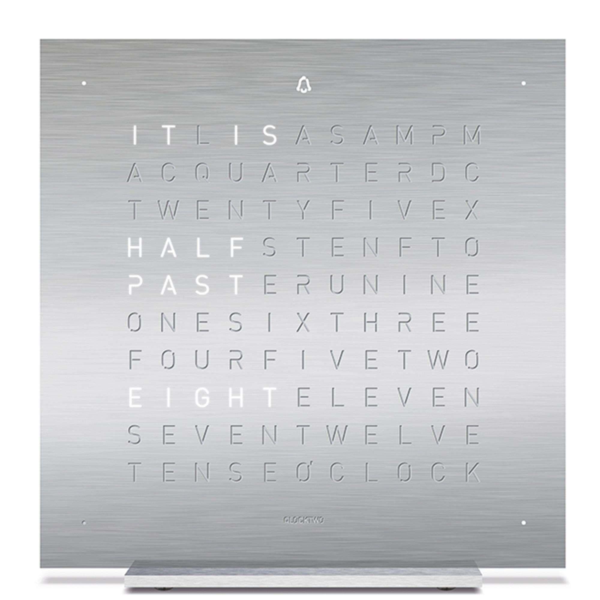 QLOCKTWO Touch Tischuhr Vollmetall Silbernes Gehäuse T4SENSS