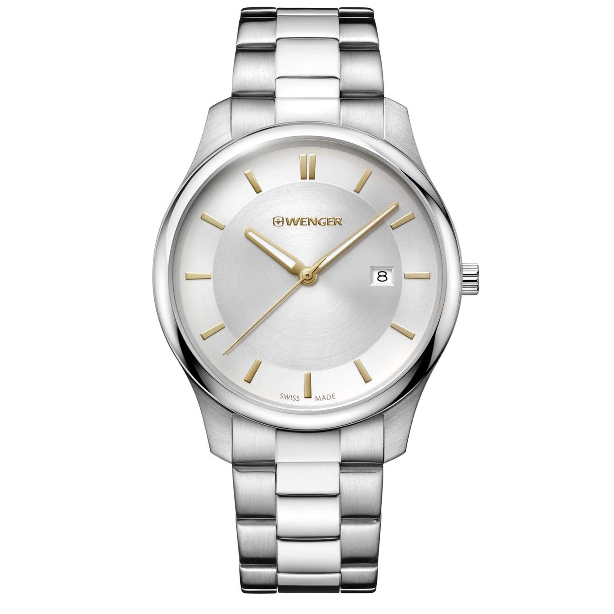 Wenger City Classic Weißes Zifferblatt Armband aus Edelstahl Herren Uhr 01.1441.105