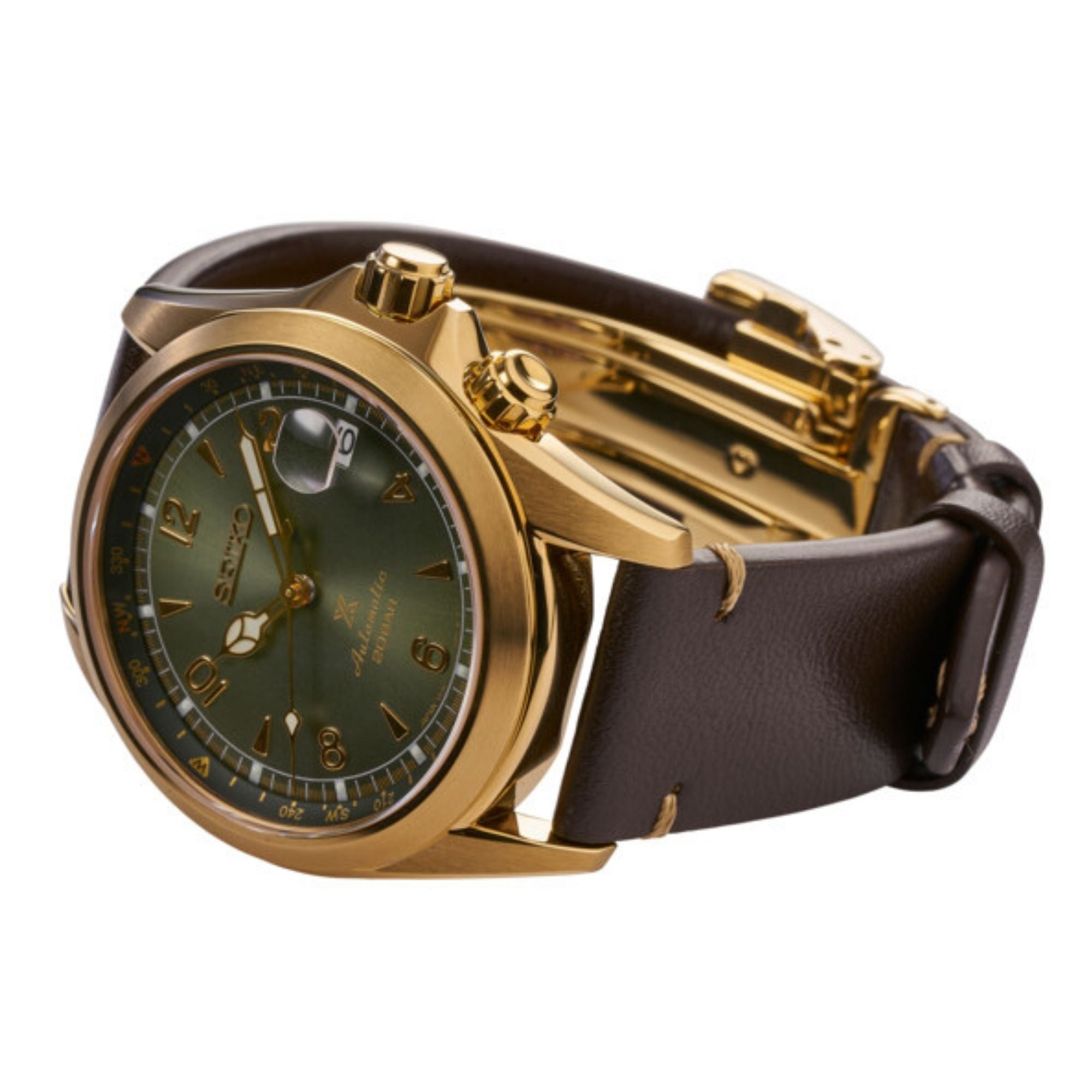 Seiko Prospex Alpinist Automatik Grünes Zifferblatt Braunes Lederarmband Herren Uhr SPB210J1