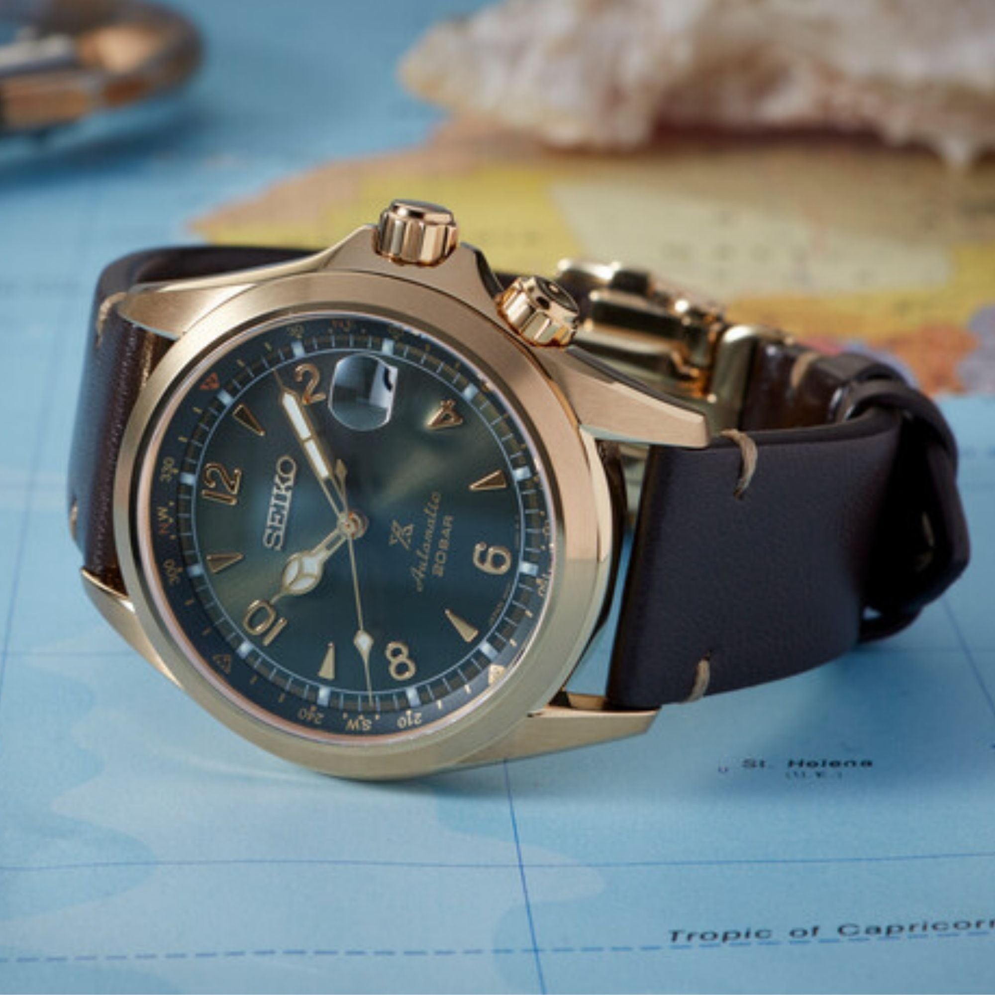 Seiko Prospex Alpinist Automatik Grünes Zifferblatt Braunes Lederarmband Herren Uhr SPB210J1