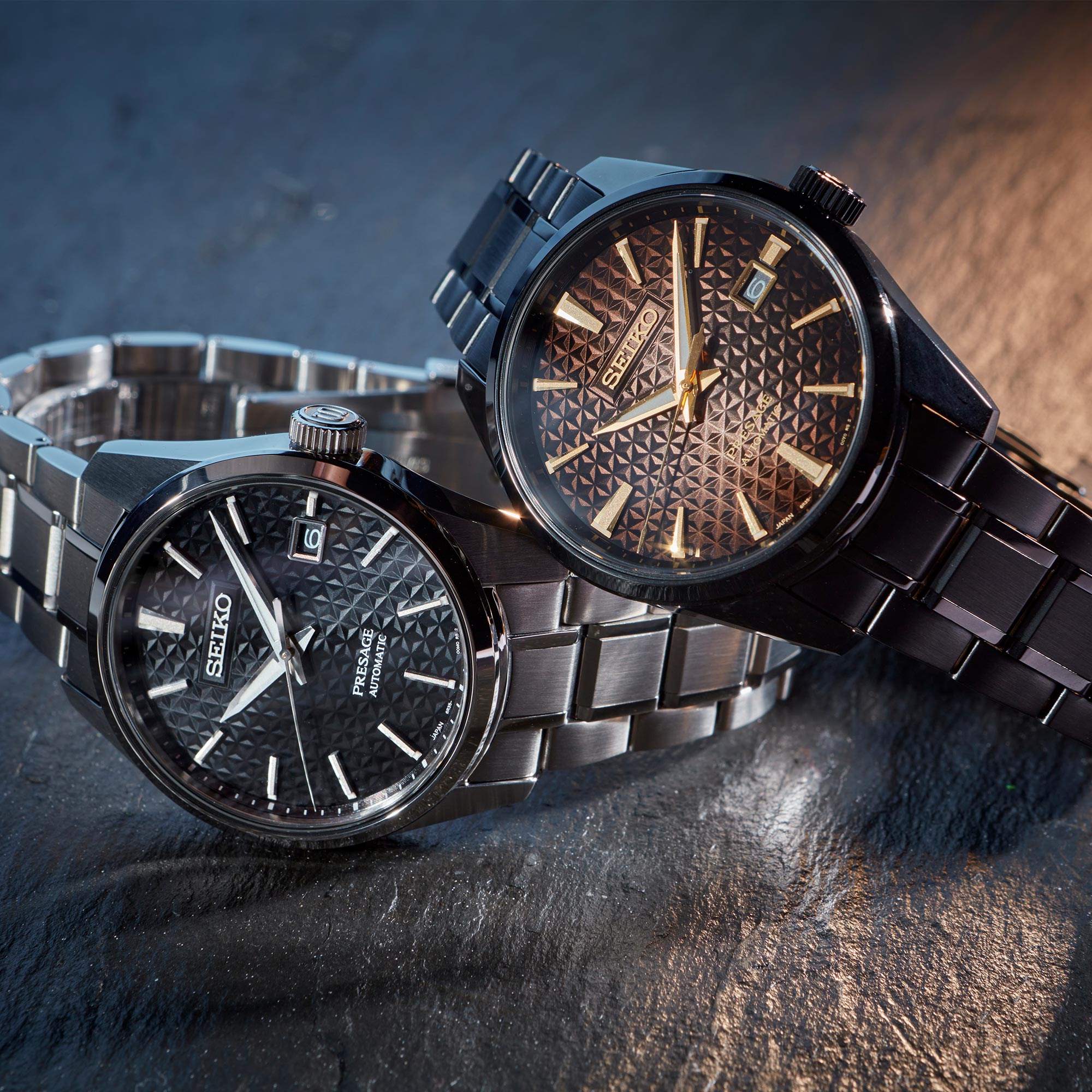 Seiko Presage Sharp Edge Series Automatik Schwarzes Zifferblatt Silber Edelstahl Herren Uhr SPB203J1