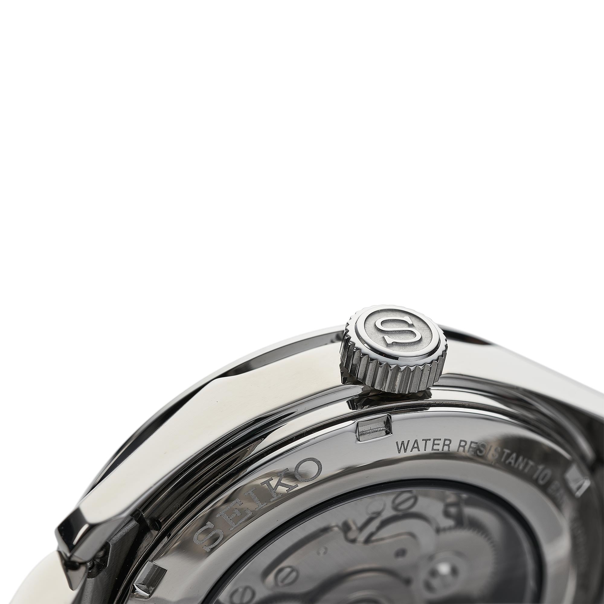 Seiko Presage Sharp Edge Series Automatik Schwarzes Zifferblatt Silber Edelstahl Herren Uhr SPB203J1