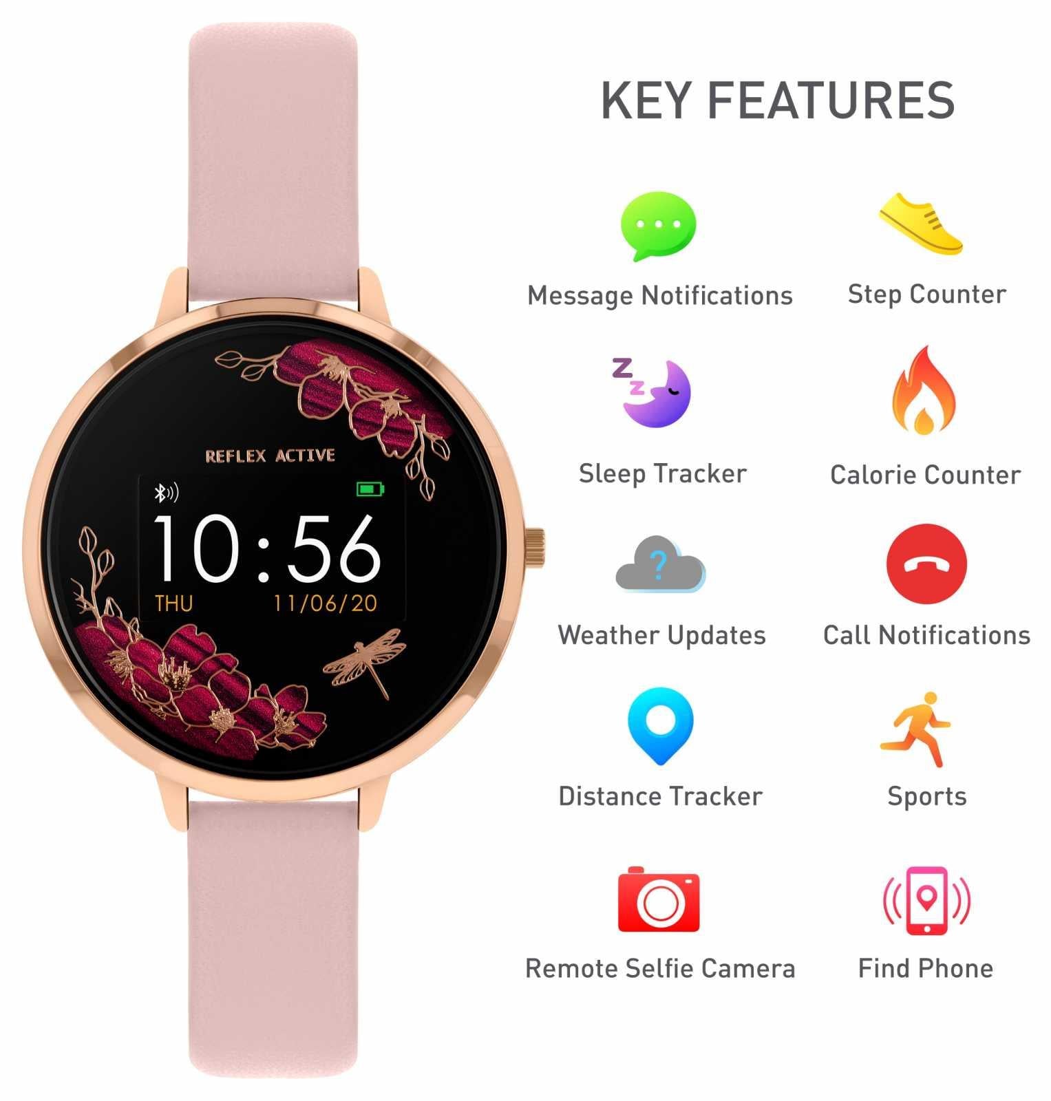 Reflex Active Series 3 Quarz Digitalzifferblatt Pink Kunstlederarmband Damen Smartwatch RA03-2038