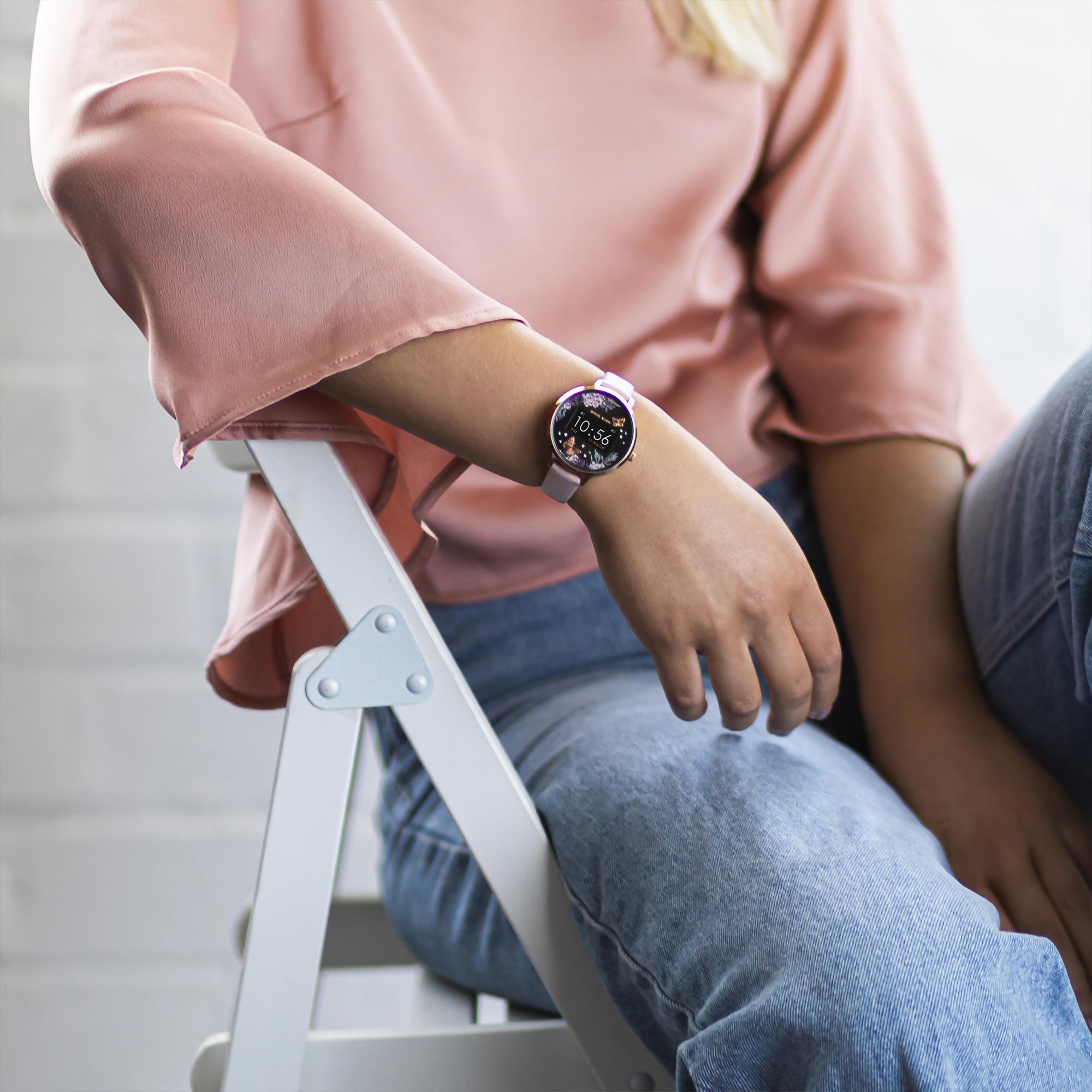 Reflex Active Series 03 Schwarzes Blumen Zifferblatt Pink Silikonarmband Damen Smartwatch RA03-2014