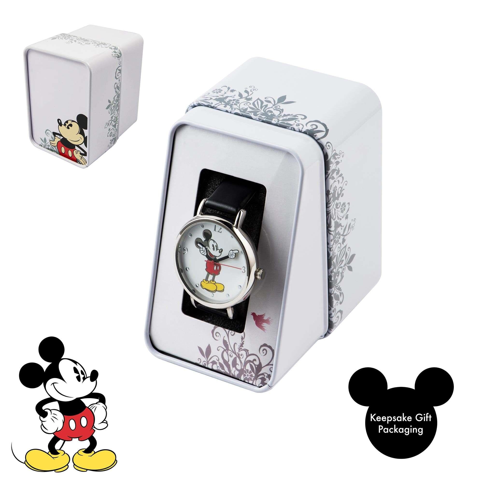 Disney Mickey Mouse Quarz Bewegung Lederarmband Uhr MK1315