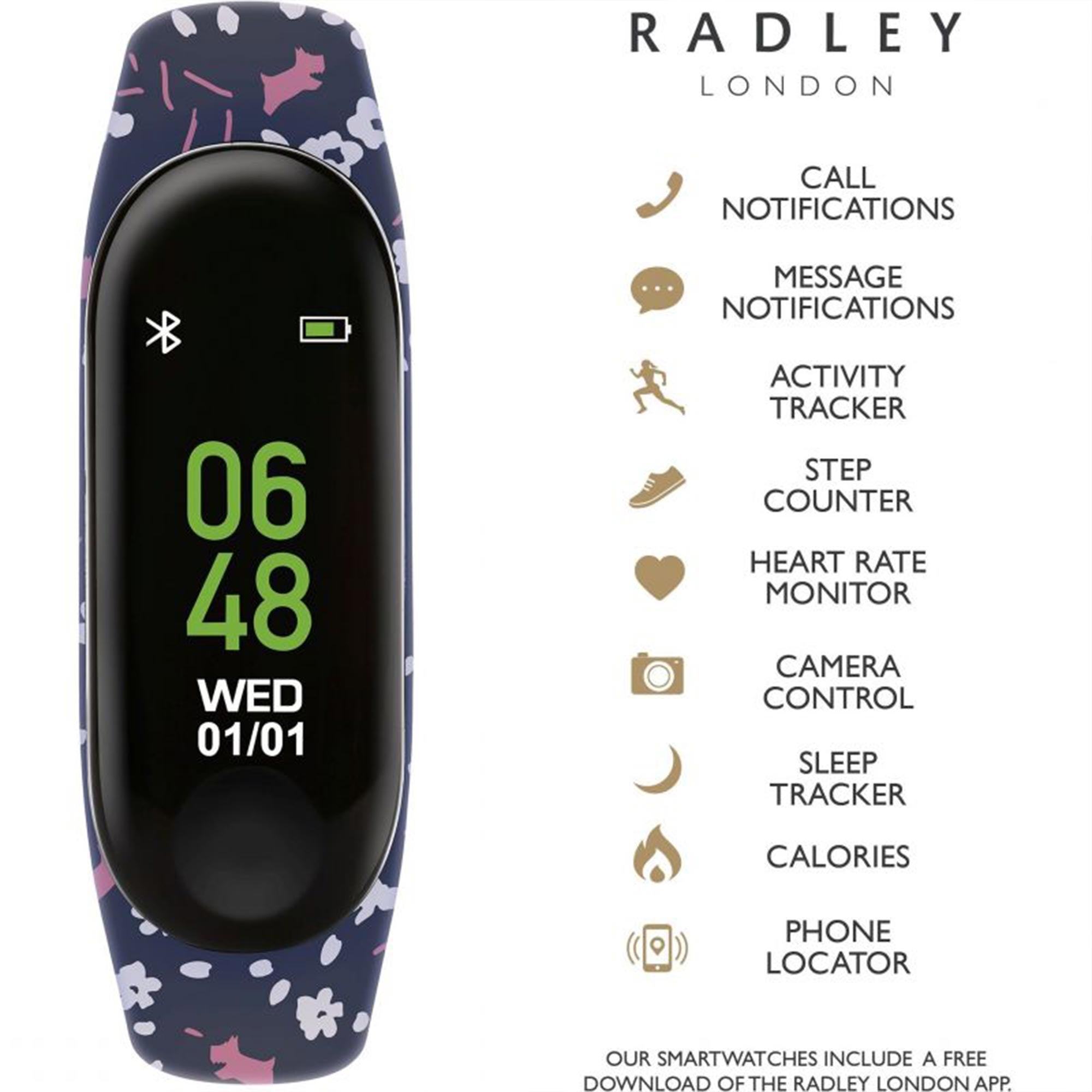 Radley Series 01 Quartz Digital Zifferblatt Marineblaues Gummiarmband Damen Smartwatch RYS01-2002