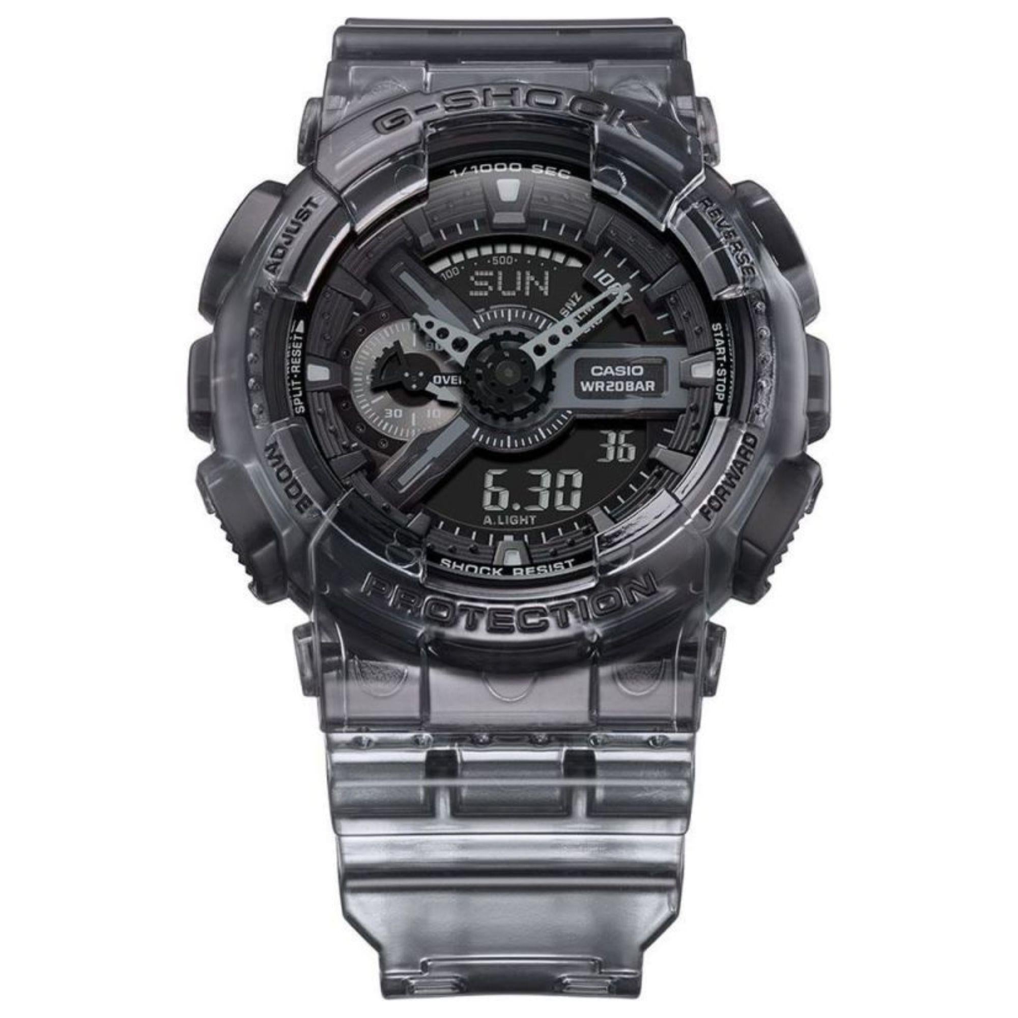Casio G-Shock Skeleton Serie Digitale Graues Zifferblatt Harzarmband Herren Uhr GA-110SKE-8AER