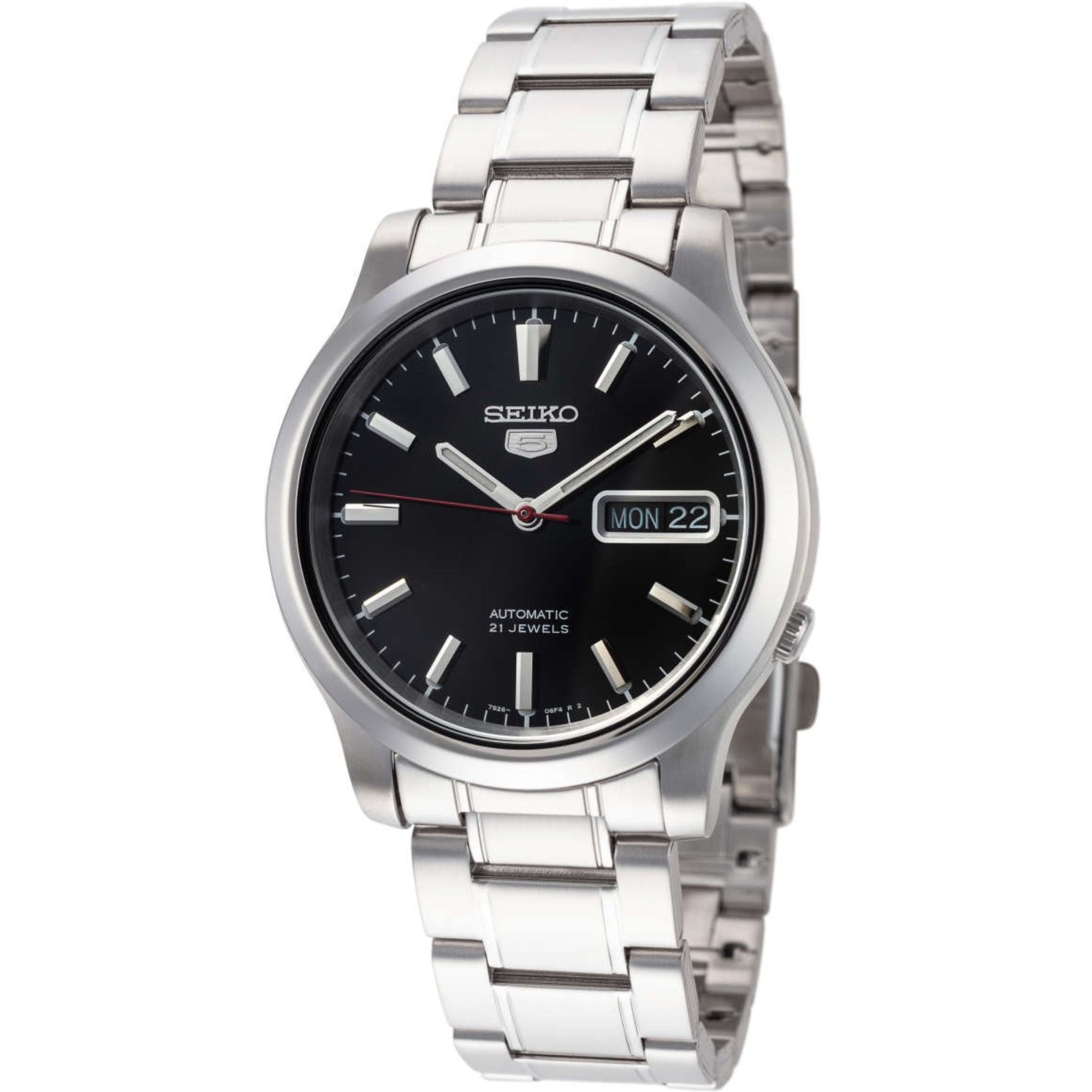Seiko 5 Automatik Schwarzes Zifferblatt Edelstahl Herren Uhr SNK795K1