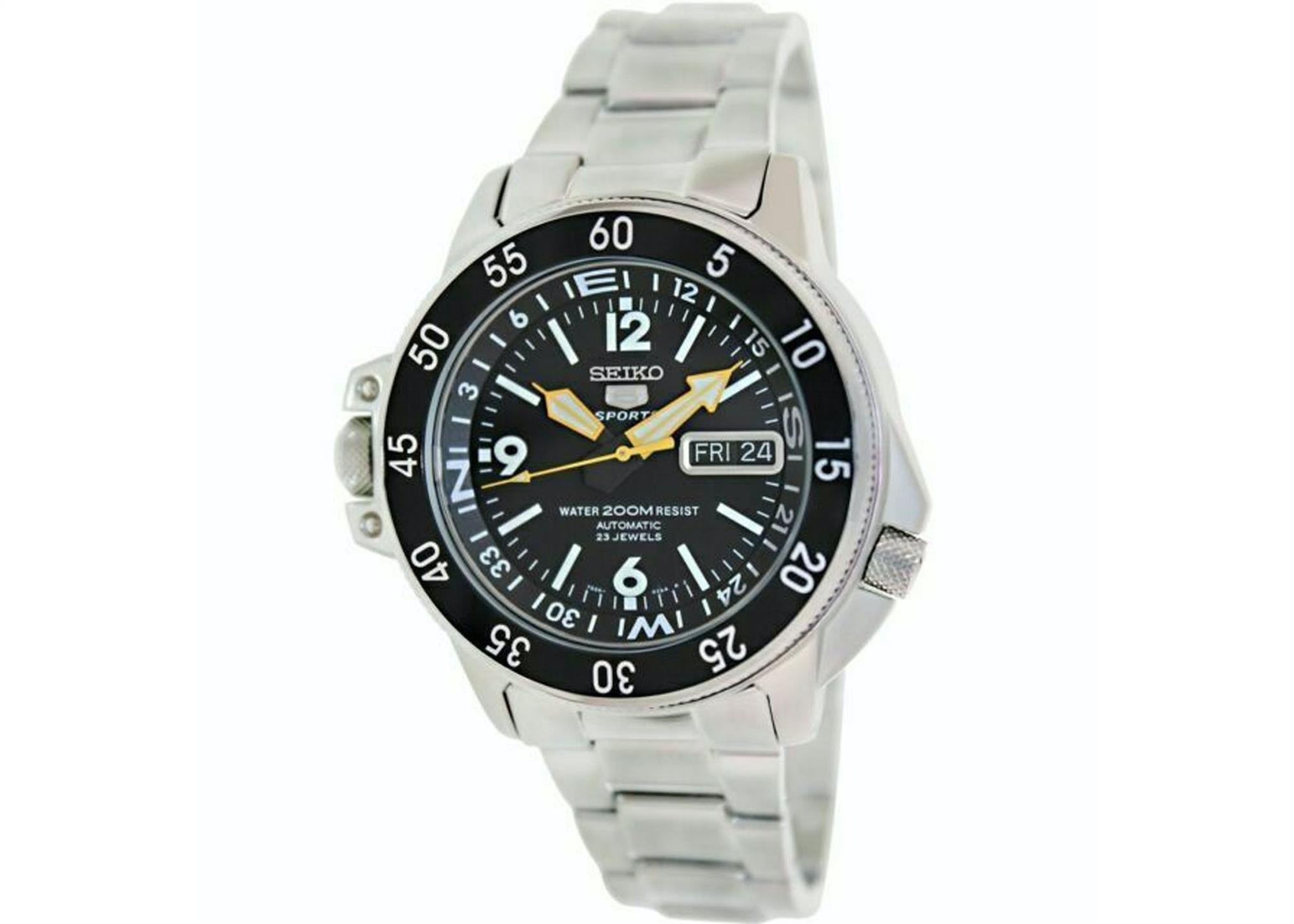 Seiko 5 Sports Land Shark Atlas Automatik Schwarzes Zifferblatt Stahl Herren Uhr SKZ211K1