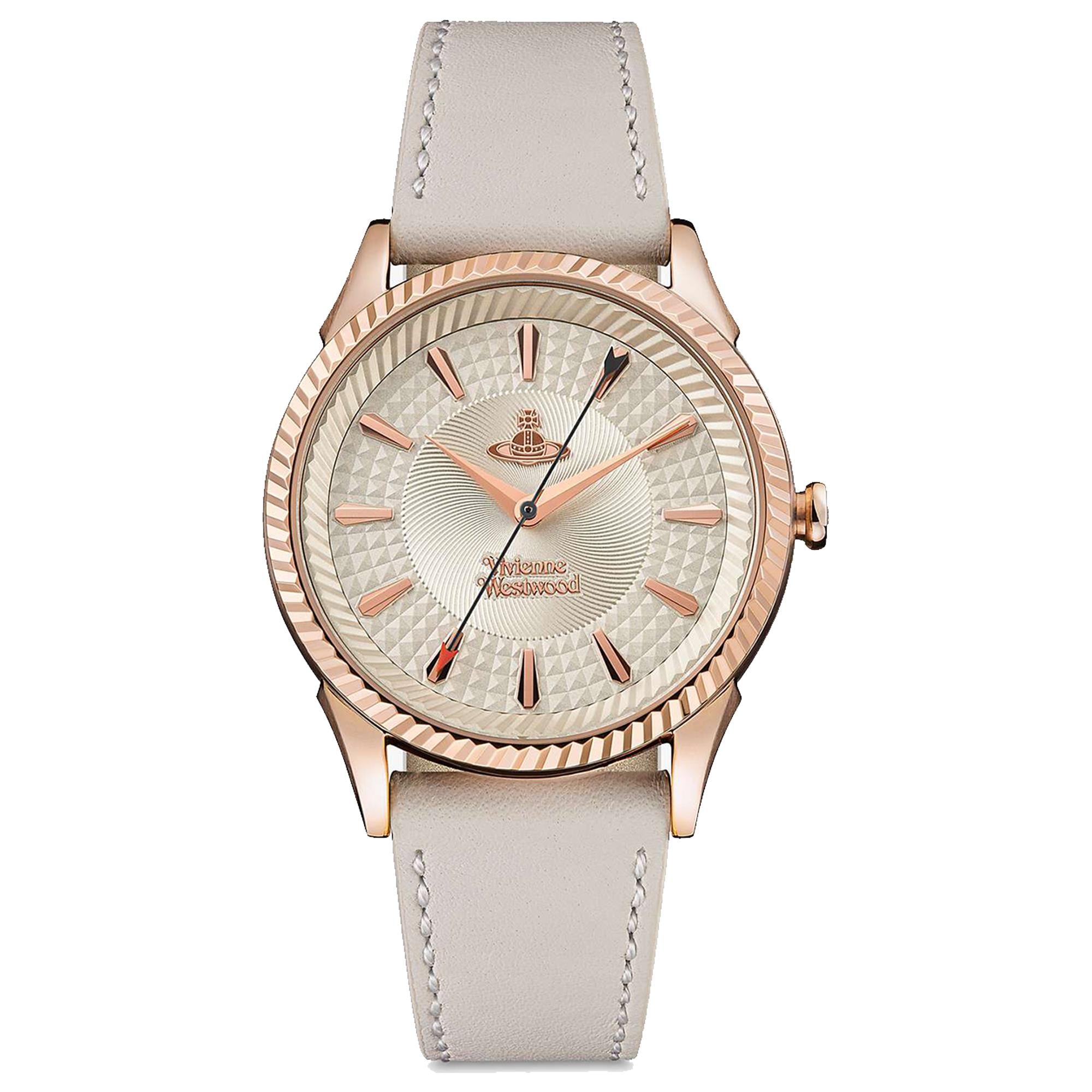 Vivienne Westwood Seymour Quartz Champagne Dial Leather Strap Ladies Watch VV240RSWH