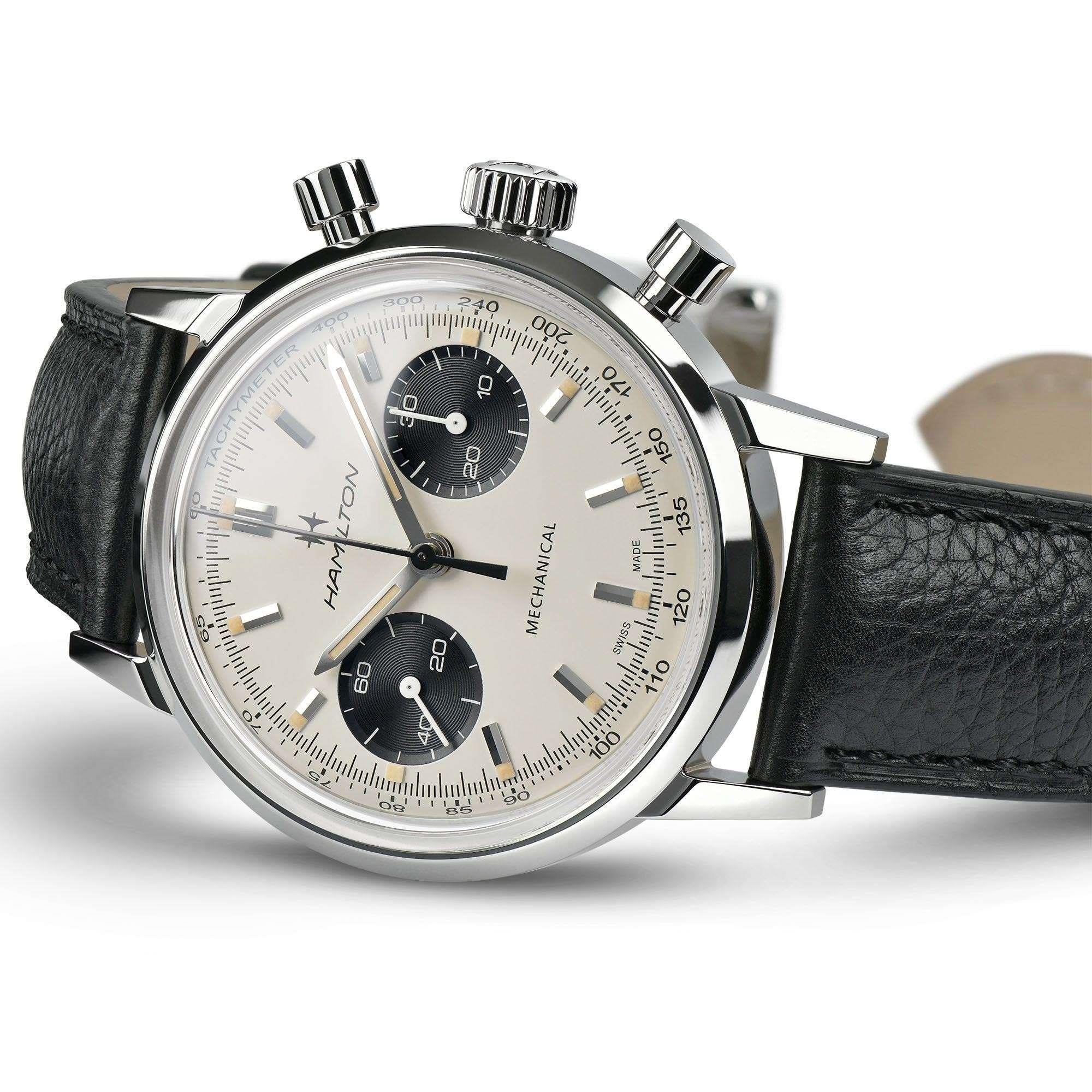 Hamilton American Classic 40mm Chronograph White Dial Leather Mens Automatic Watch H38429710