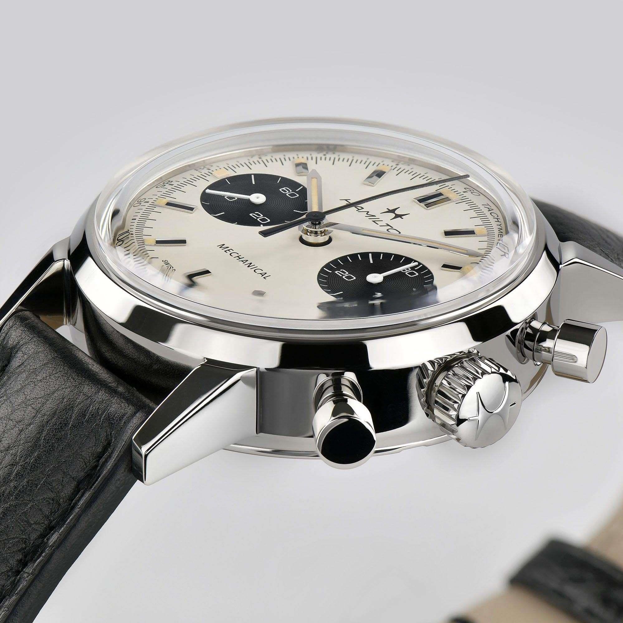 Hamilton American Classic 40mm Chronograph White Dial Leather Mens Automatic Watch H38429710