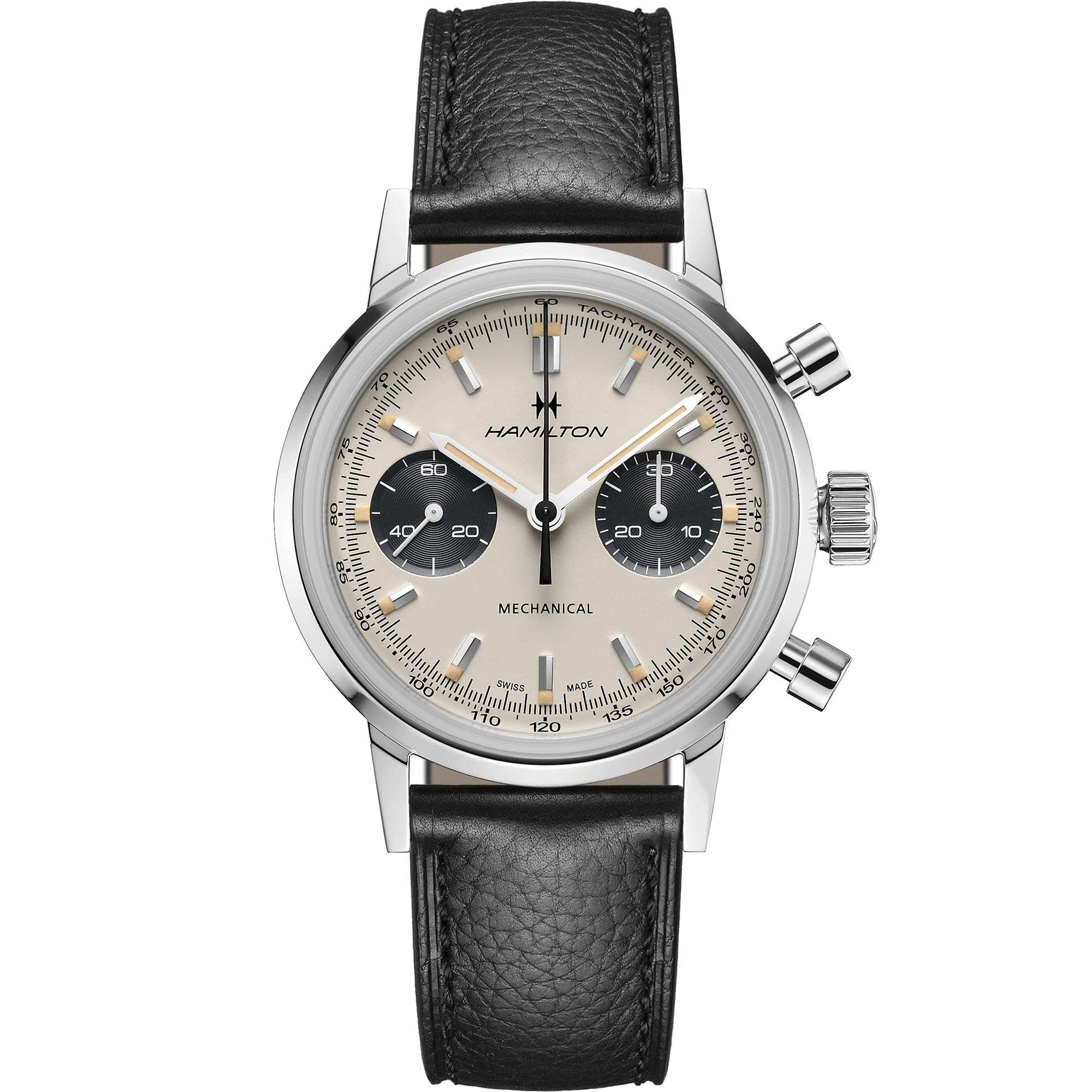 Hamilton American Classic 40mm Chronograph White Dial Leather Mens Automatic Watch H38429710