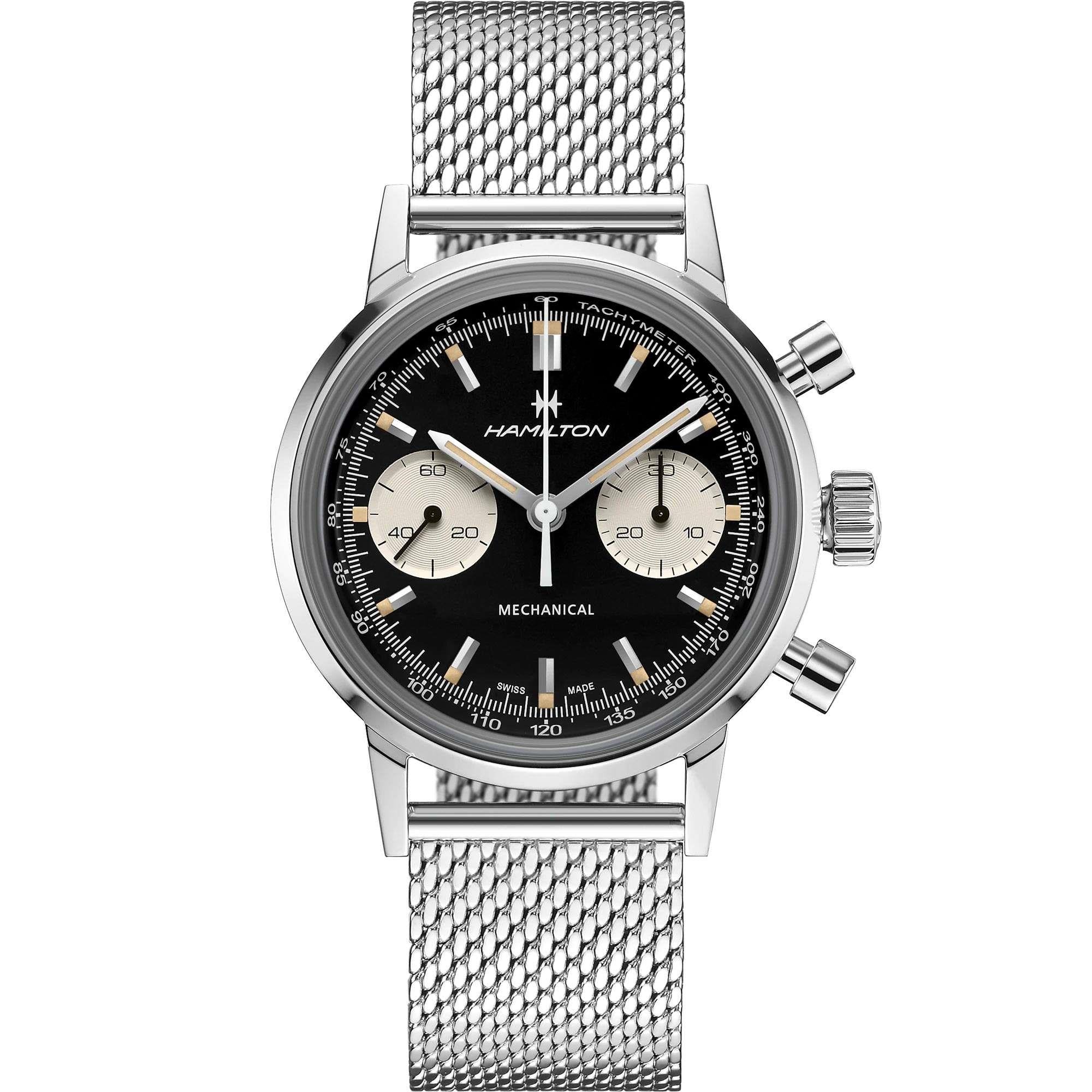 Hamilton American Classic 40mm Chronograph Black Dial Steel Mens Mechanical Watch H38429130