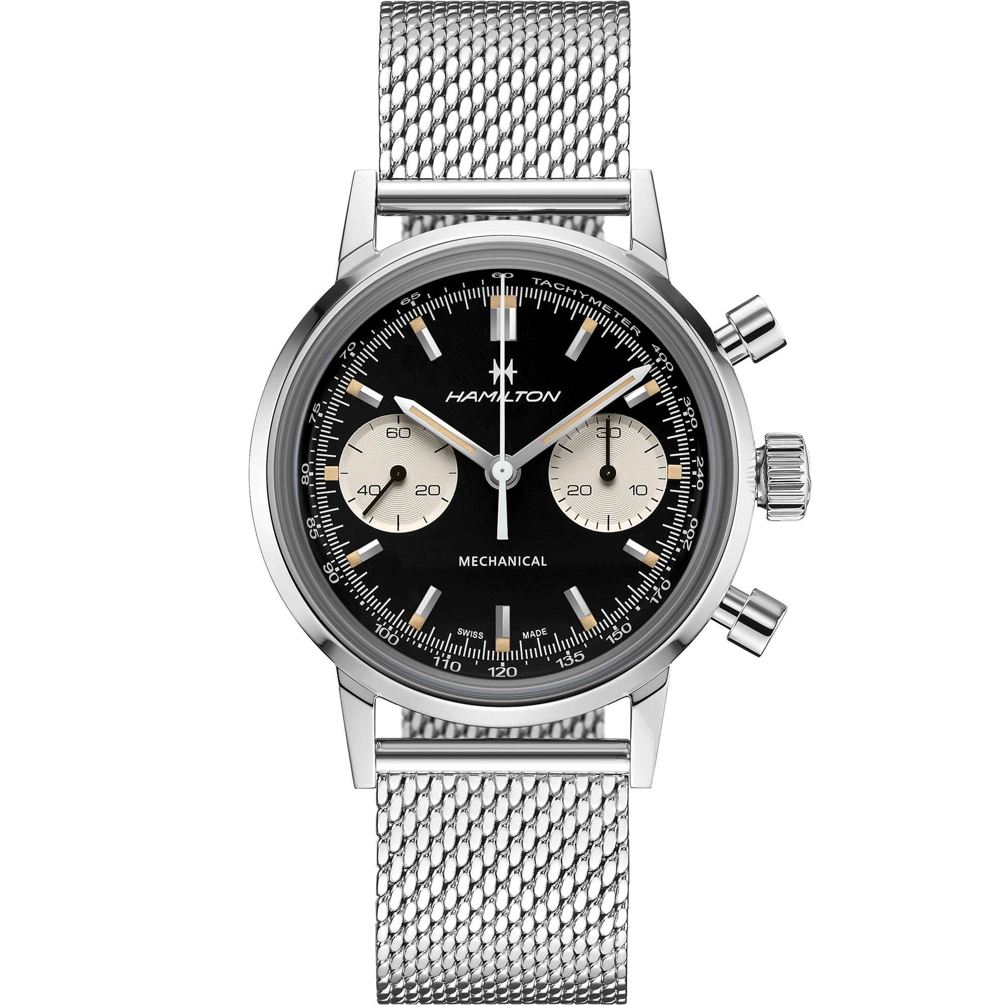 Hamilton American Classic 40mm Chronograph Black Dial Steel Mens Mechanical Watch H38429130