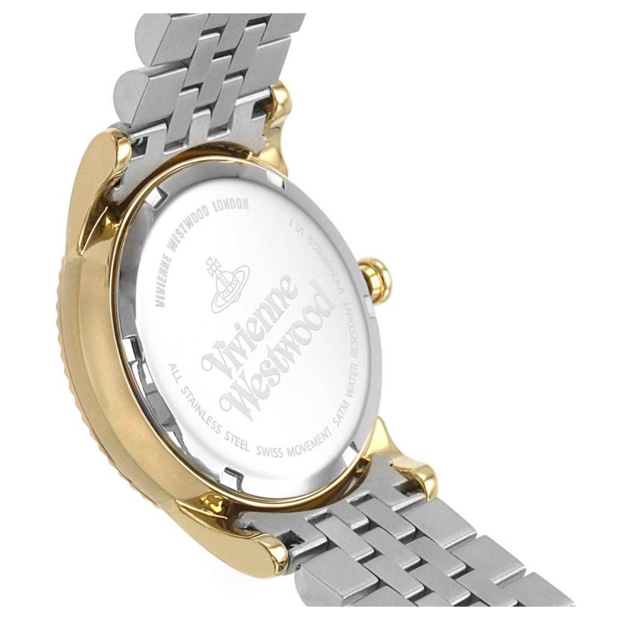 Vivienne Westwood Seymour Quarz Schwarzes Zifferblatt Zweifarbiges Silber-Gold Edelstahl Damenuhr VV240BKGS