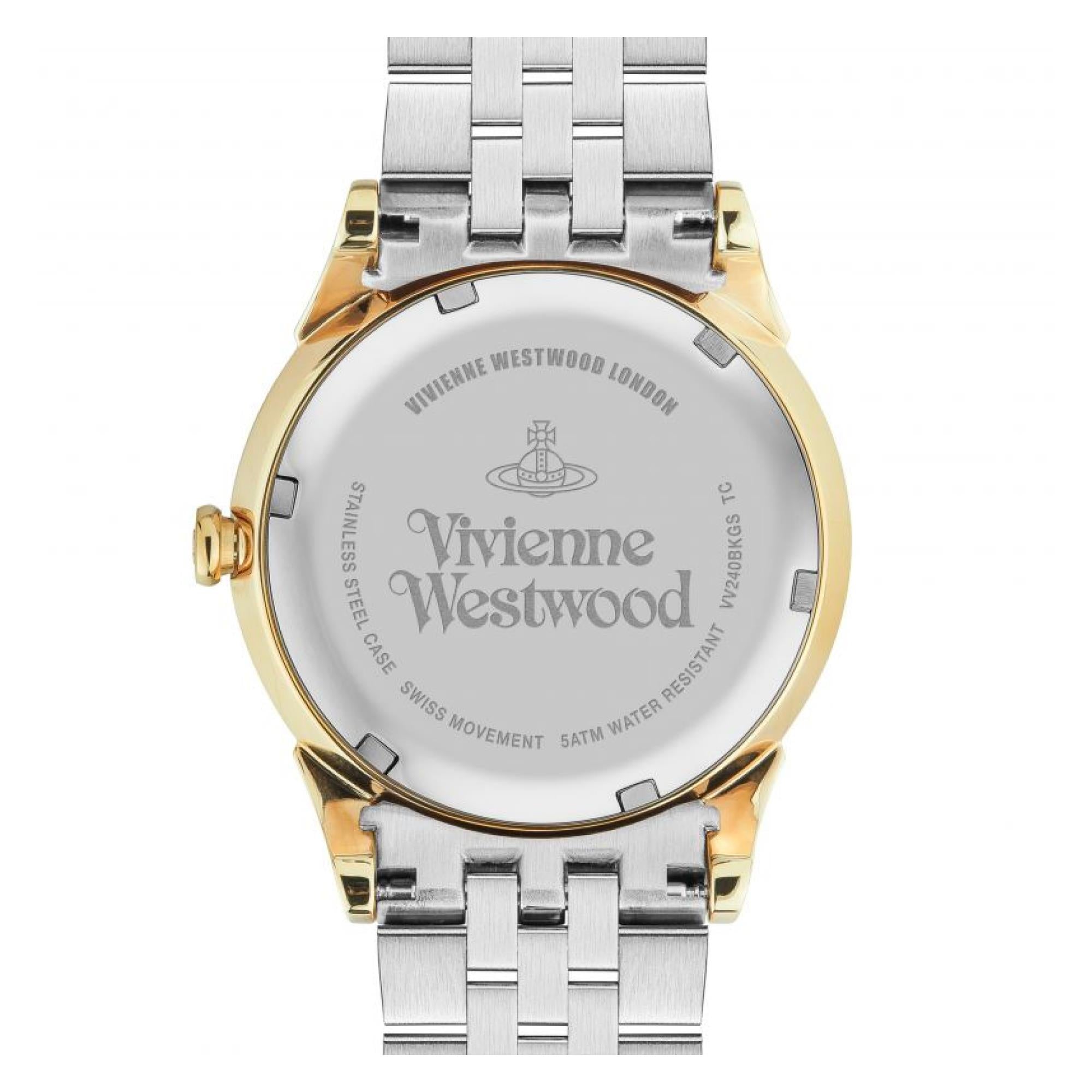 Vivienne Westwood Seymour Quarz Schwarzes Zifferblatt Zweifarbiges Silber-Gold Edelstahl Damenuhr VV240BKGS