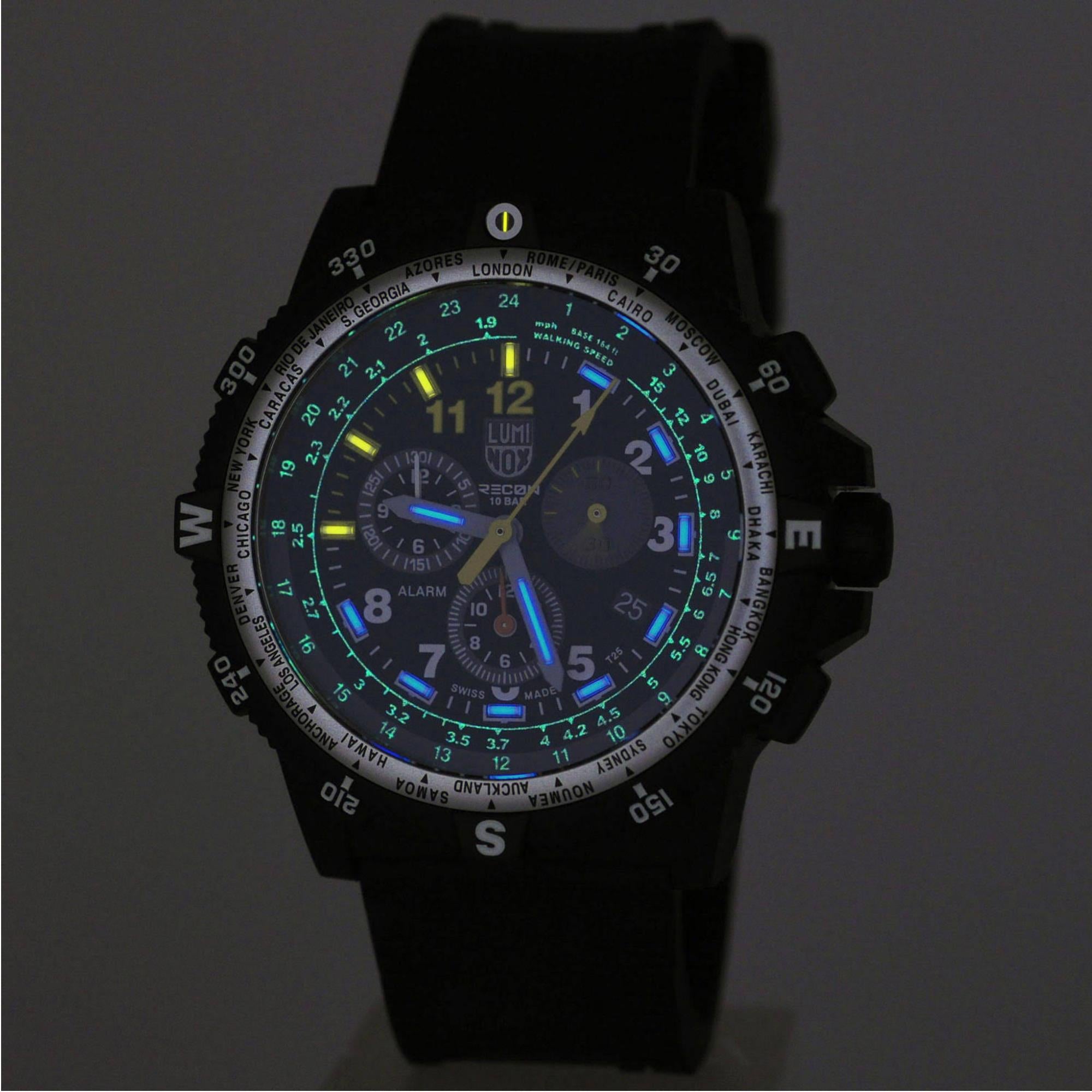 Luminox Recon III Team Leader Chronograph Serie D 8840 Schwarzes Zifferblatt Schwarzes Silikonarmband Herren Uhr XL.8842.MI.F