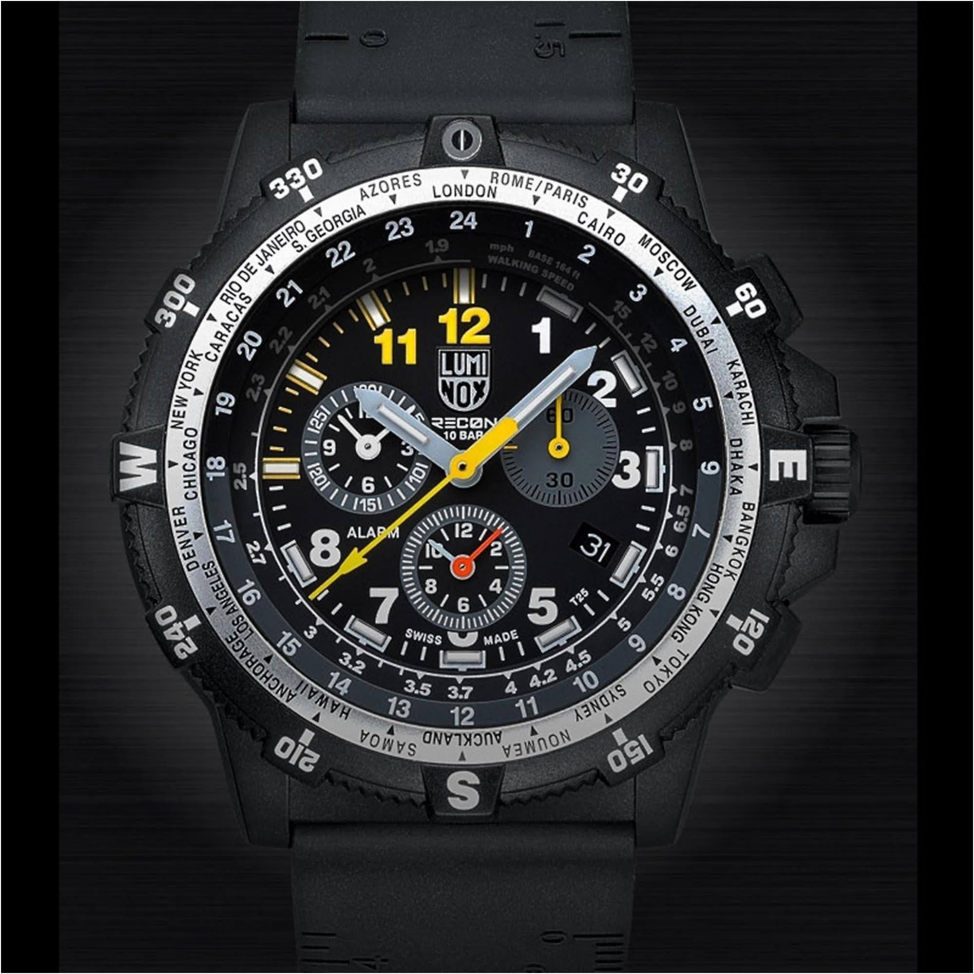 Luminox Recon III Team Leader Chronograph Serie D 8840 Schwarzes Zifferblatt Schwarzes Silikonarmband Herren Uhr XL.8842.MI.F