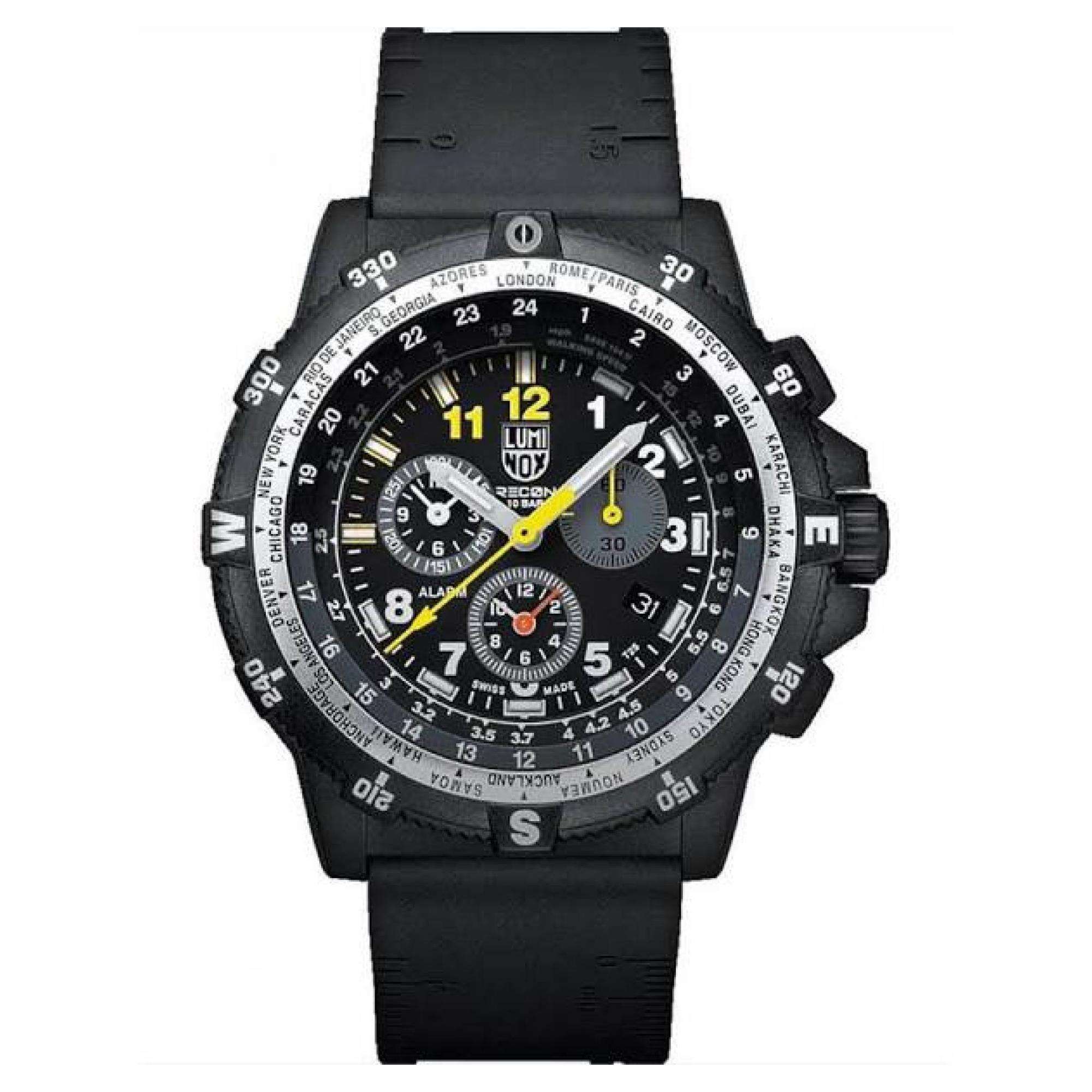 Luminox Recon III Team Leader Chronograph Serie D 8840 Schwarzes Zifferblatt Schwarzes Silikonarmband Herren Uhr XL.8842.MI.F