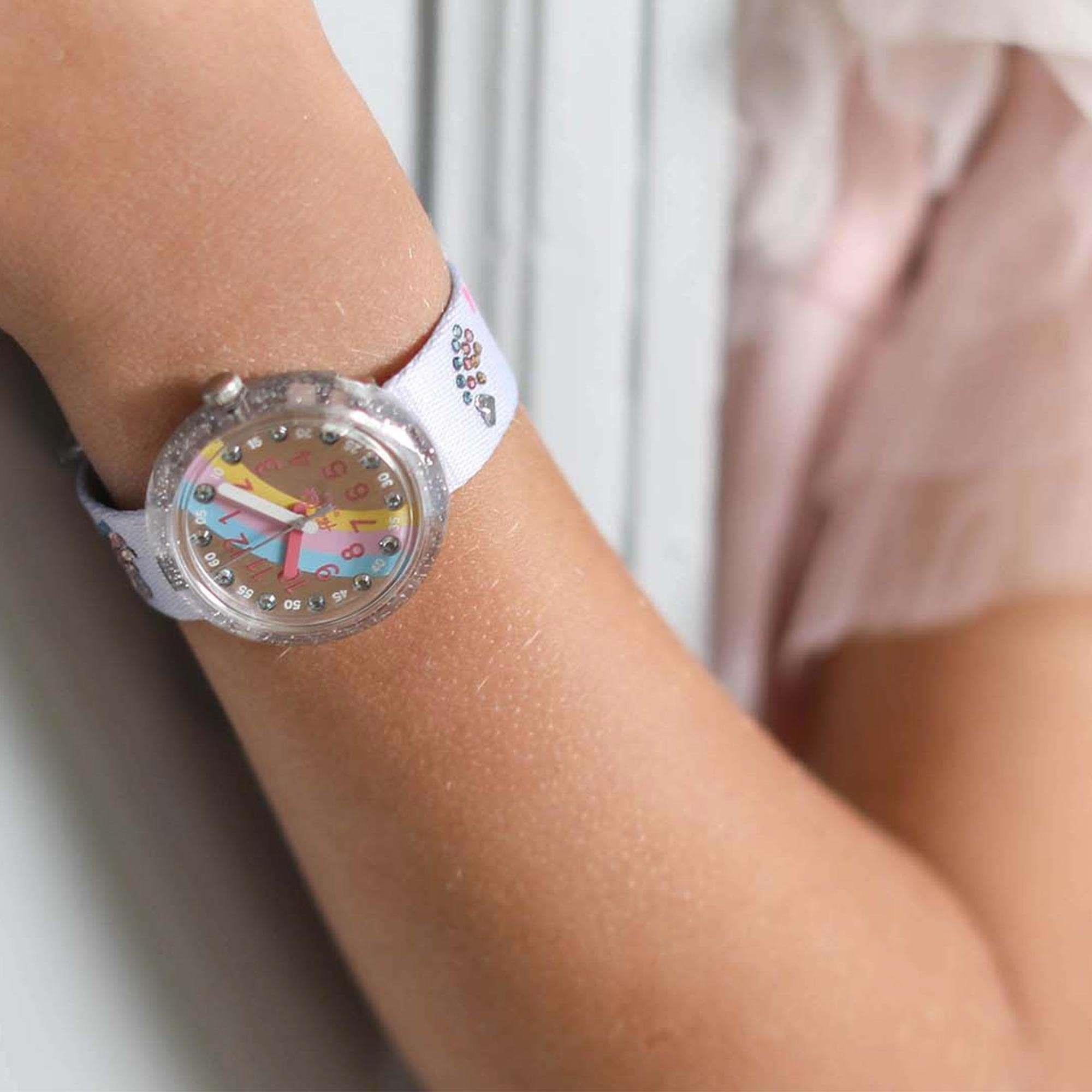 Flik Flak Shine Bright Over The Rainbow Quarzwerk Graues Zifferblatt Kunststoffarmband Kinderuhr FPNP072