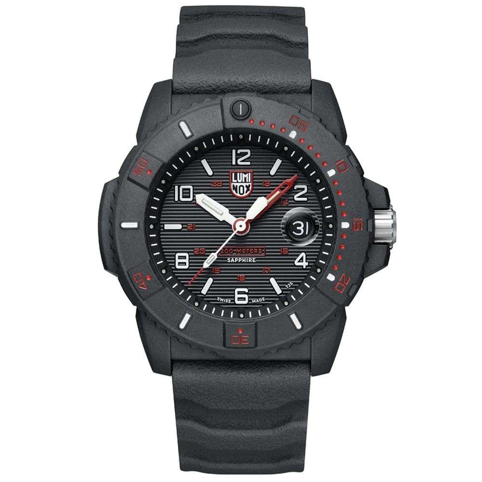 Luminox Navy SEAL 3600 Serie Quarz Schwarzes Zifferblatt Gummiarmband Herren Uhr XS.3615