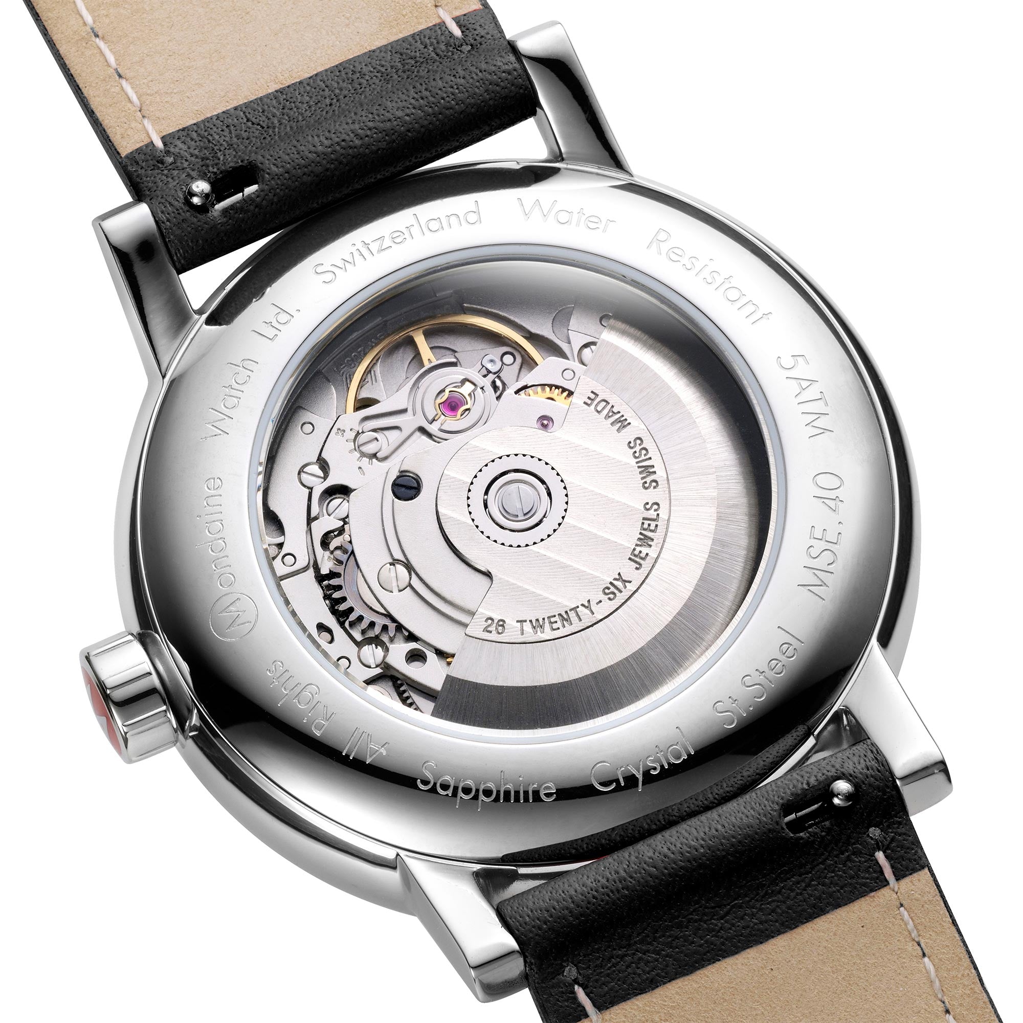 Mondaine Evo2 Automatic White Dial Black Leather Watch MSE.40610.LB