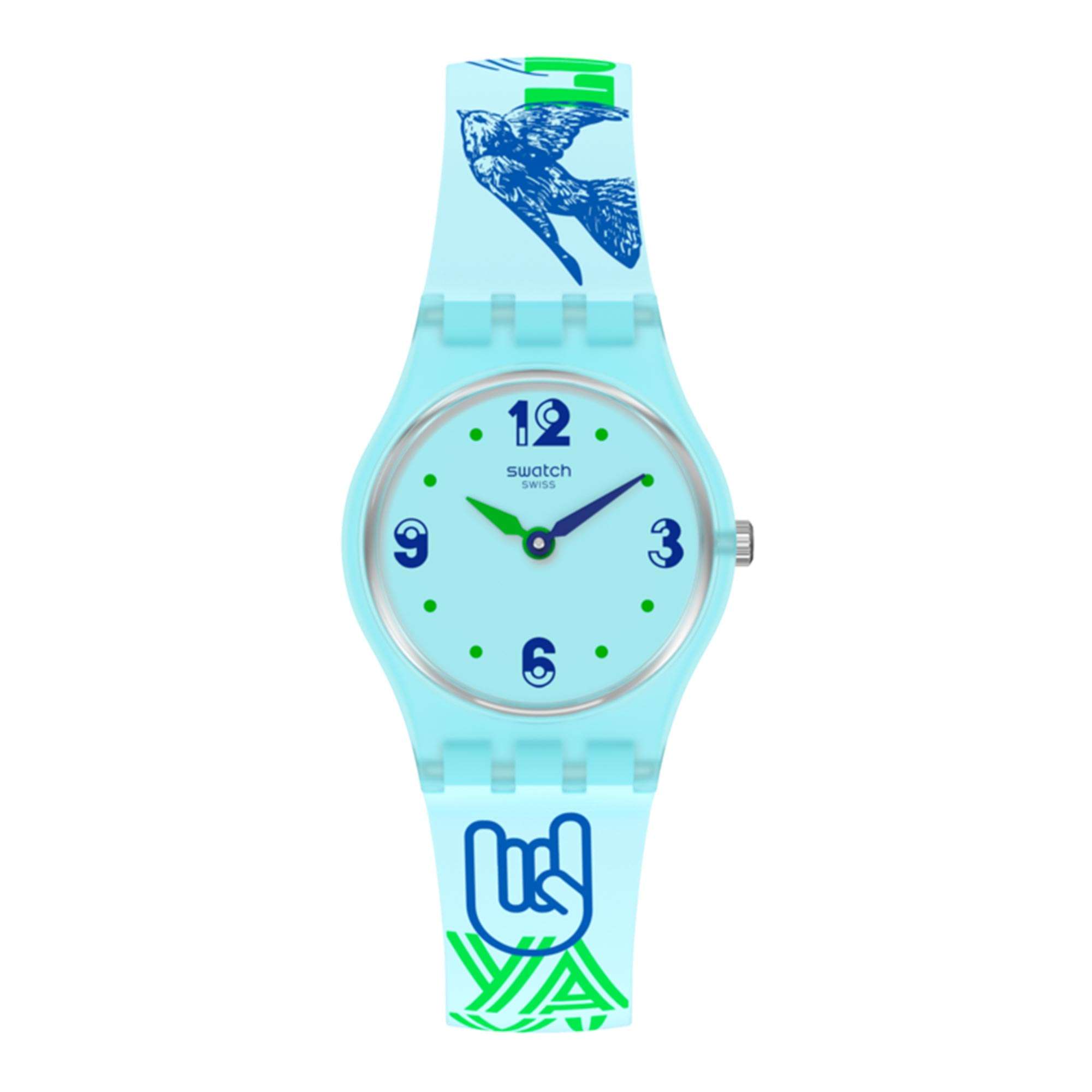 Swatch Original Gent Quarz Blaues Zifferblatt Blaues Silikonarmband LN157