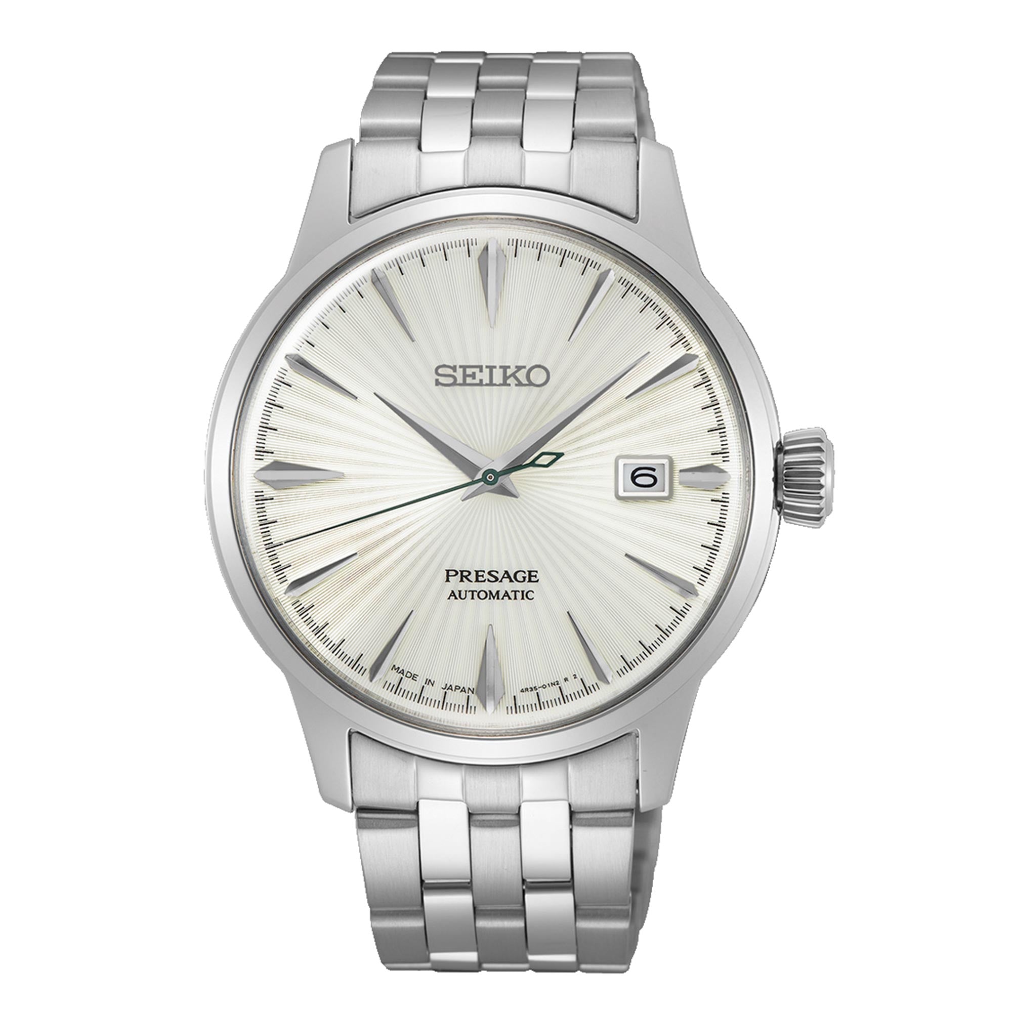 Seiko Presage Cocktail Time "Martini" Silbernes Zifferblatt Edelstahlarmband Herren Uhr SRPG23J1