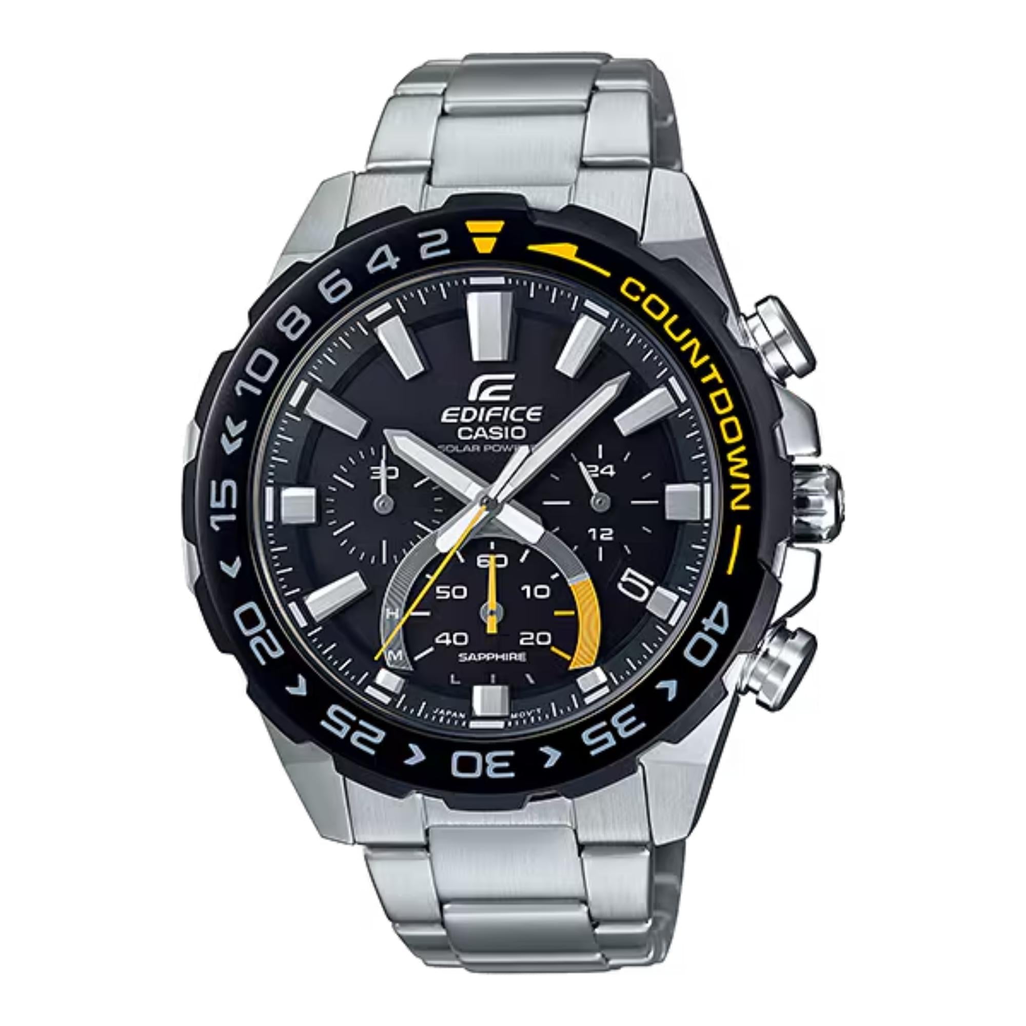Casio Edifice Quarz Schwarzes Chronographen-Zifferblatt Silbernes Edelstahlarmband Herren Uhr EFS-S550DB-1AVUEF
