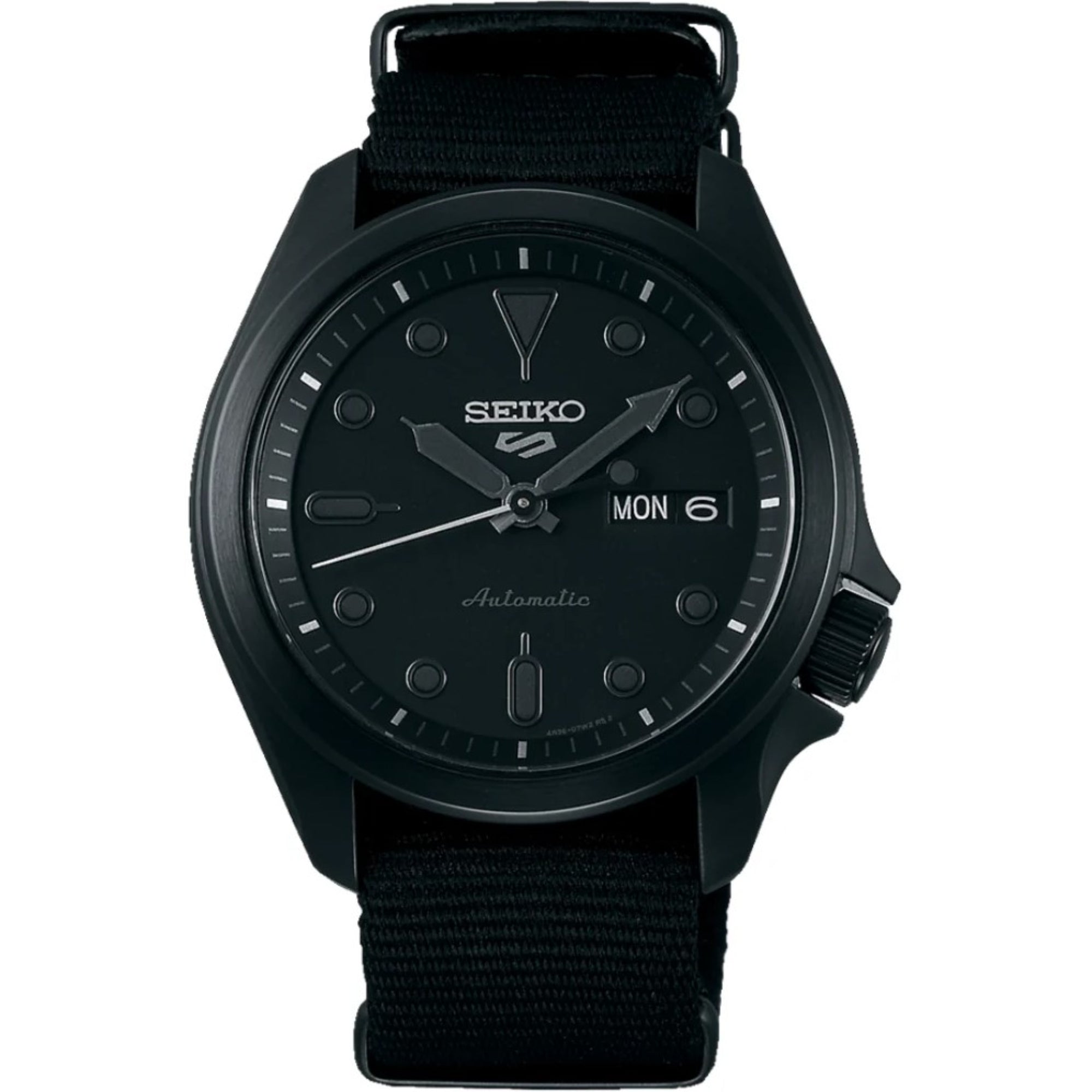 Seiko 5 Sports Solid Boy  Automatic Midnight Black Dial Nylon Strap Men's Watch SRPE69K1