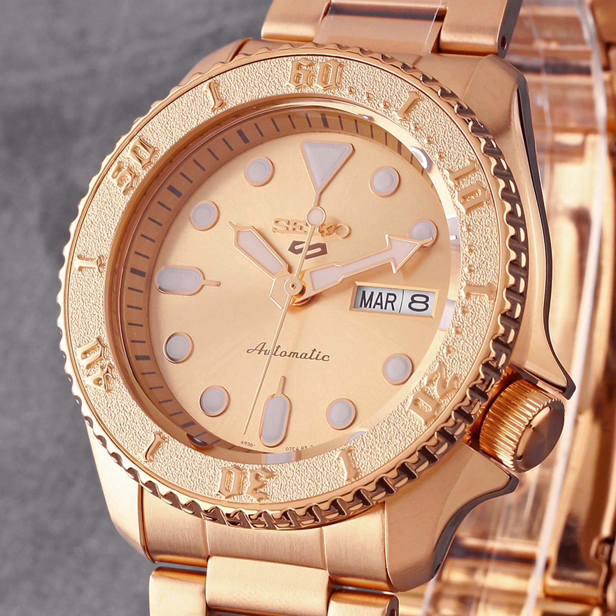 Seiko 5 Sports Automatik Roségold Zifferblatt Herren Uhr SRPE72K1
