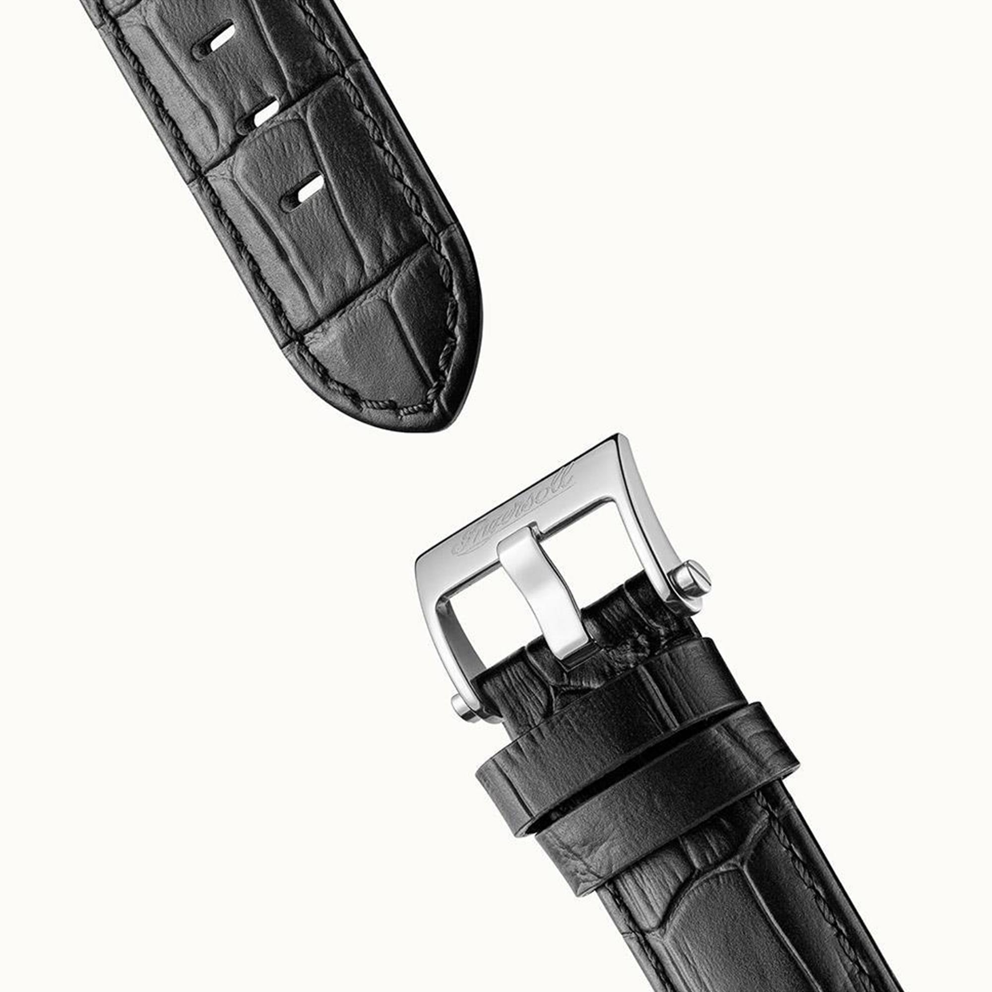 Ingersoll The New England Automatik Silbernes Zifferblatt Schwarzes Lederarmband Herren Uhr I00903B